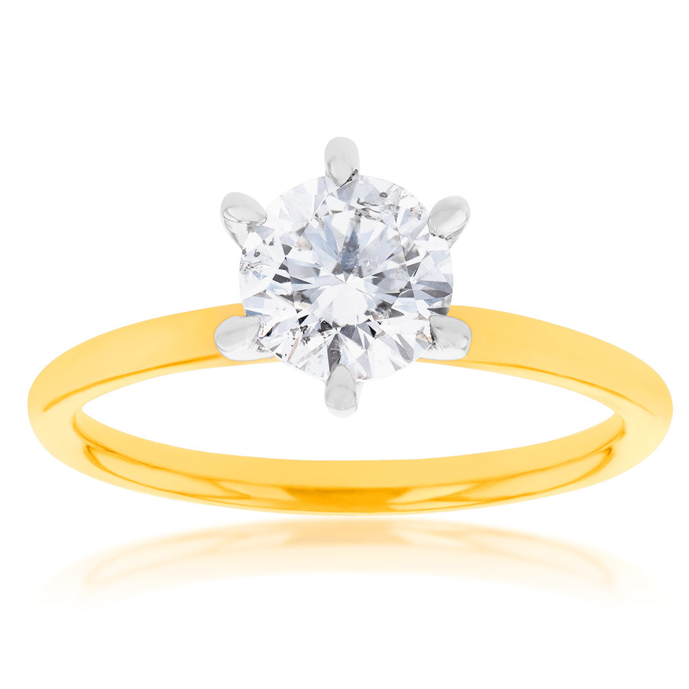 18K Yellow Gold 1.00 Carat Diamond Solitaire Engagement Ring for Women - Perfect for Proposals, Anniversaries & Special Occasions