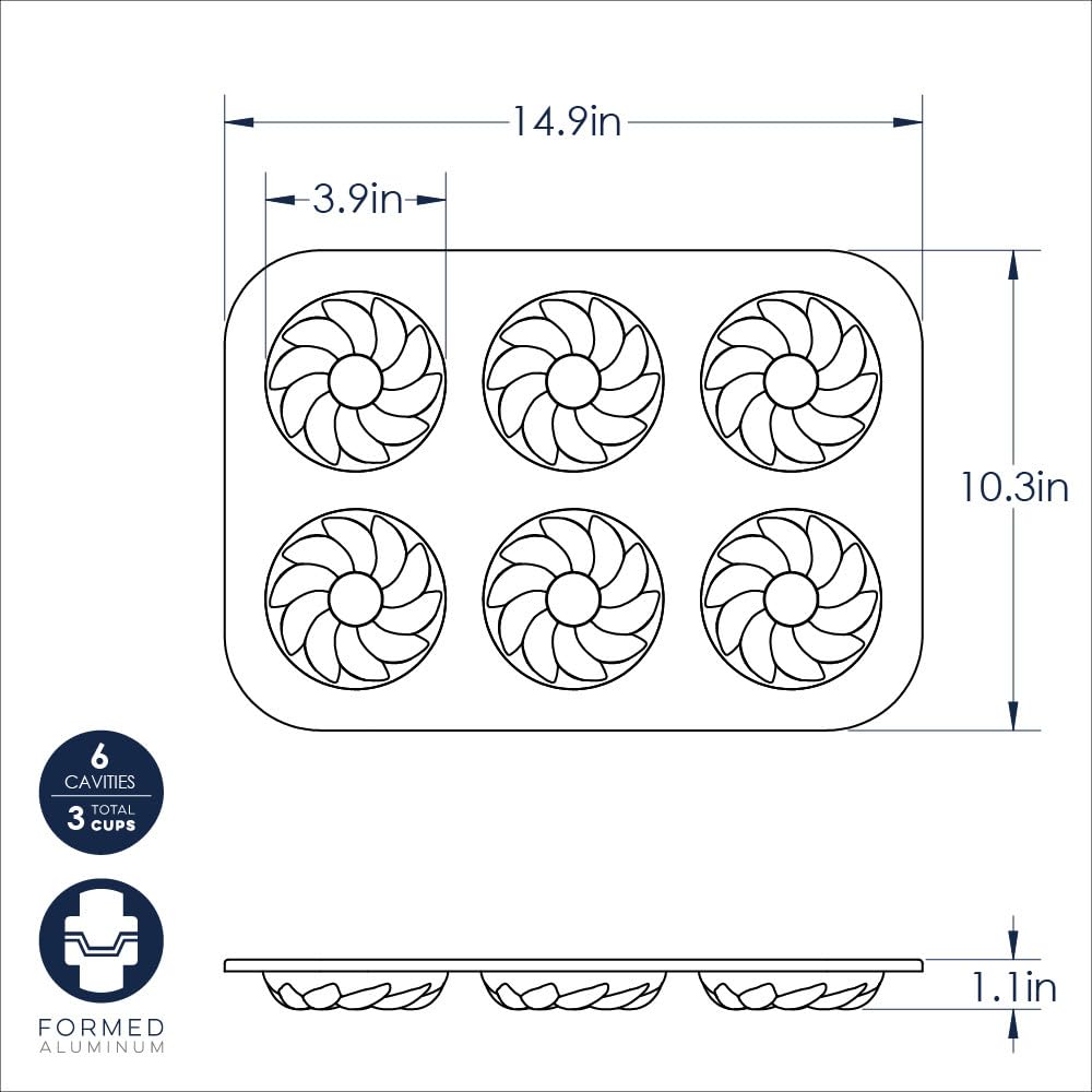 Nordic Ware 6-Cavity French Twist Donut Baking Pan - Nonstick Twilight Blue Donut Mold for Homemade Donuts, Perfect for Breakfast, Brunch & Party Desserts