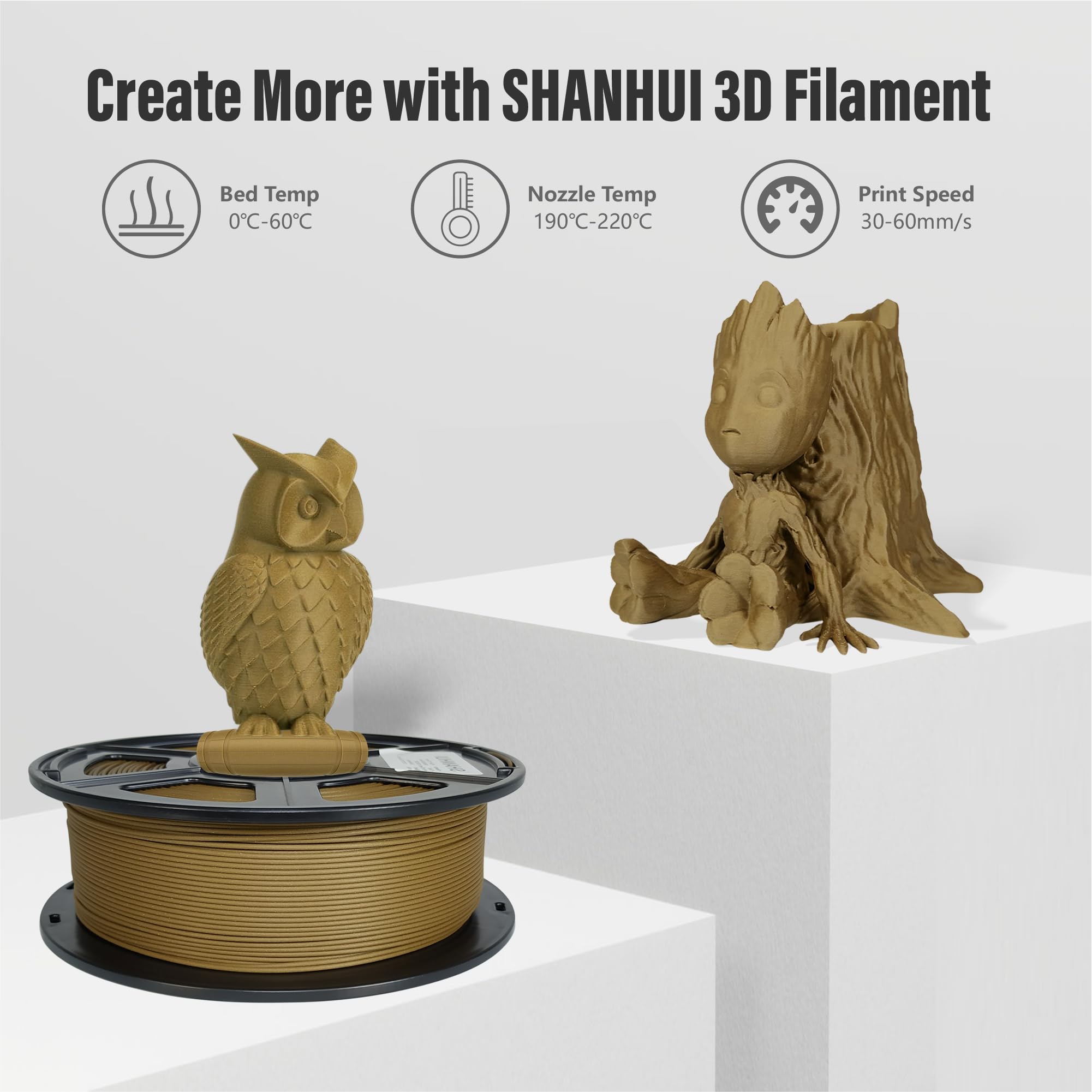 Dark Wood Walnut PLA Filament 1.75mm - 1KG Spool with 30% Real Wood Fiber for 3D Printing | Perfect for Wooden Models, Home Decor & DIY Crafts