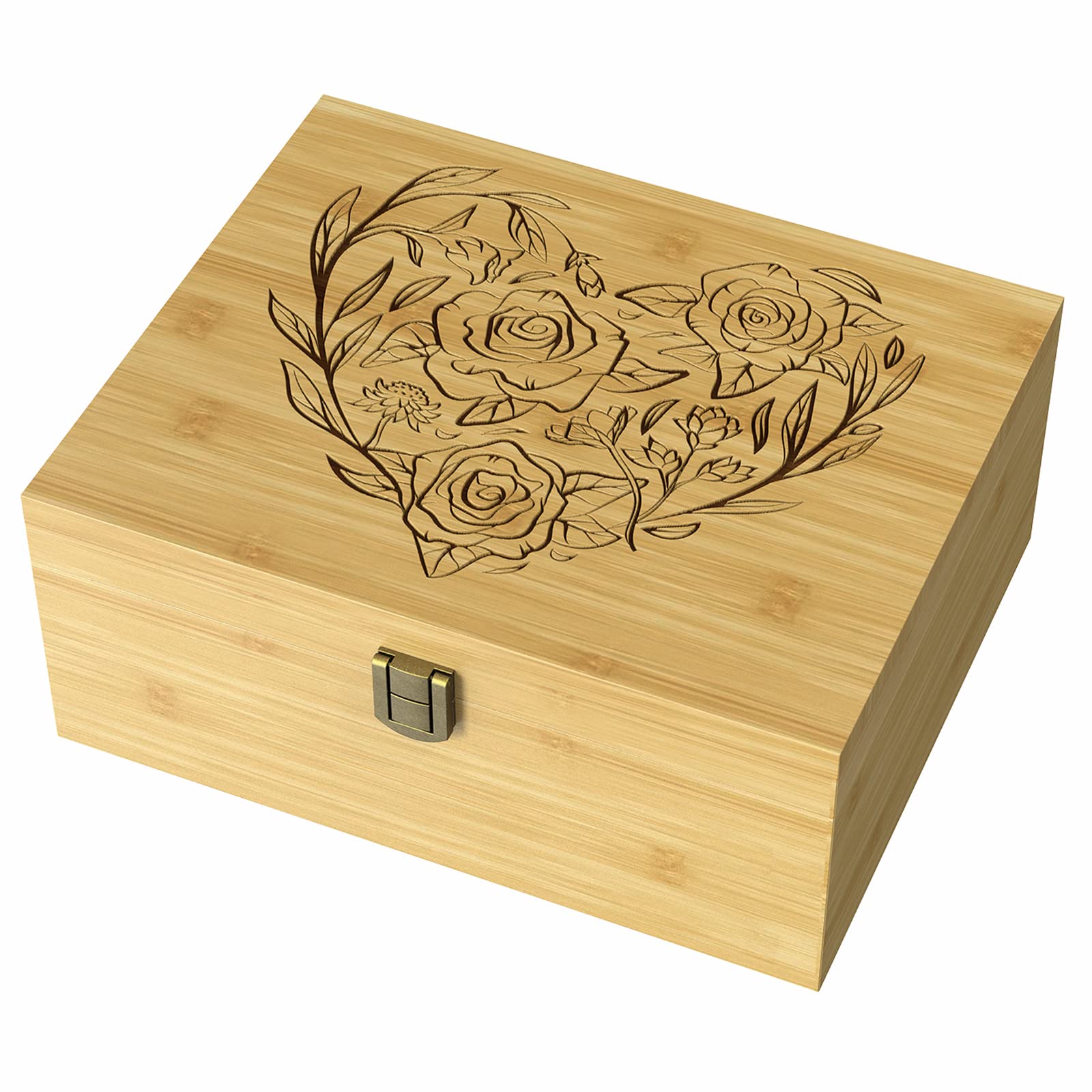 Handcrafted Wooden Keepsake Box with Bamboo Lid - Perfect for Storing Precious Memories, Jewelry & Heirlooms | Ideal for Weddings, Anniversaries, Baby Showers & Home Decor | Decorative Memory Box with Secure Hinged Latch