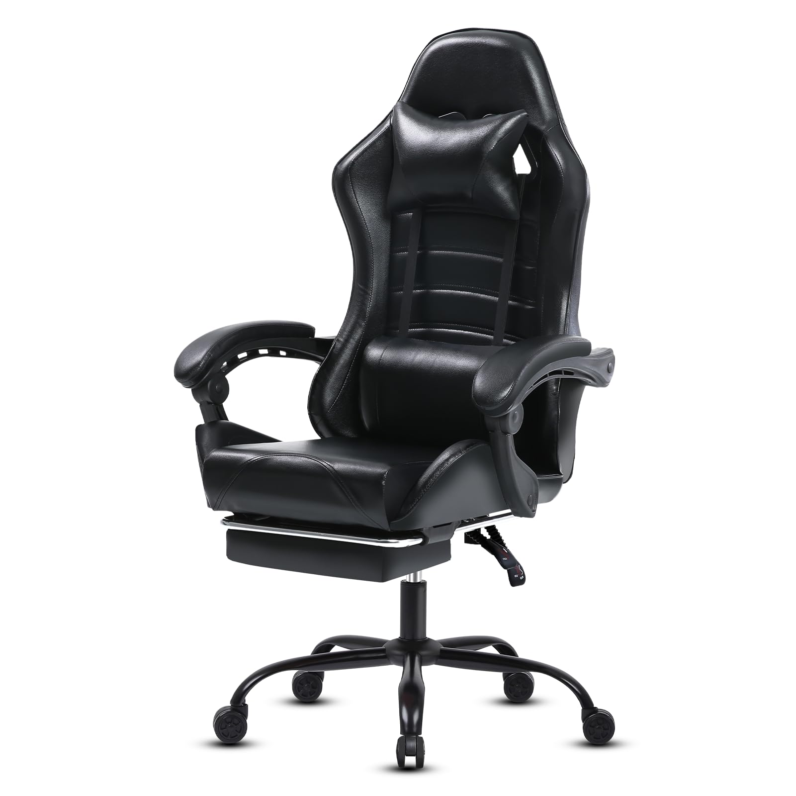Ergonomic Gaming Chair for Adults - Adjustable Height, Lumbar Support & Footrest - 360° Swivel X-Large Black Computer Chair for Video Gamers - Perfect for Esports, Streaming & Home Office Setup