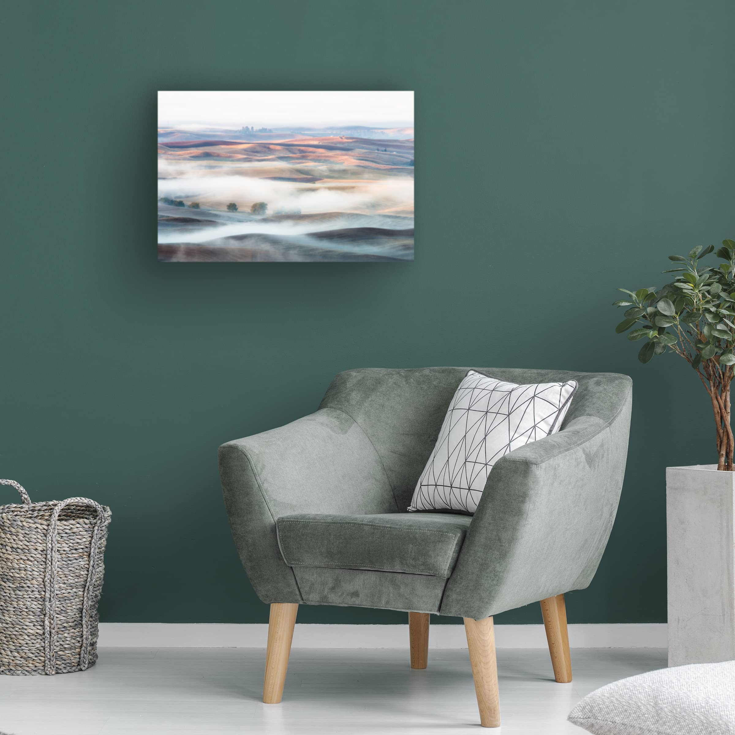 Thien Nguyen 'Misty Morning' Canvas Wall Art Print - Landscape Nature Painting for Living Room, Bedroom & Office Decor