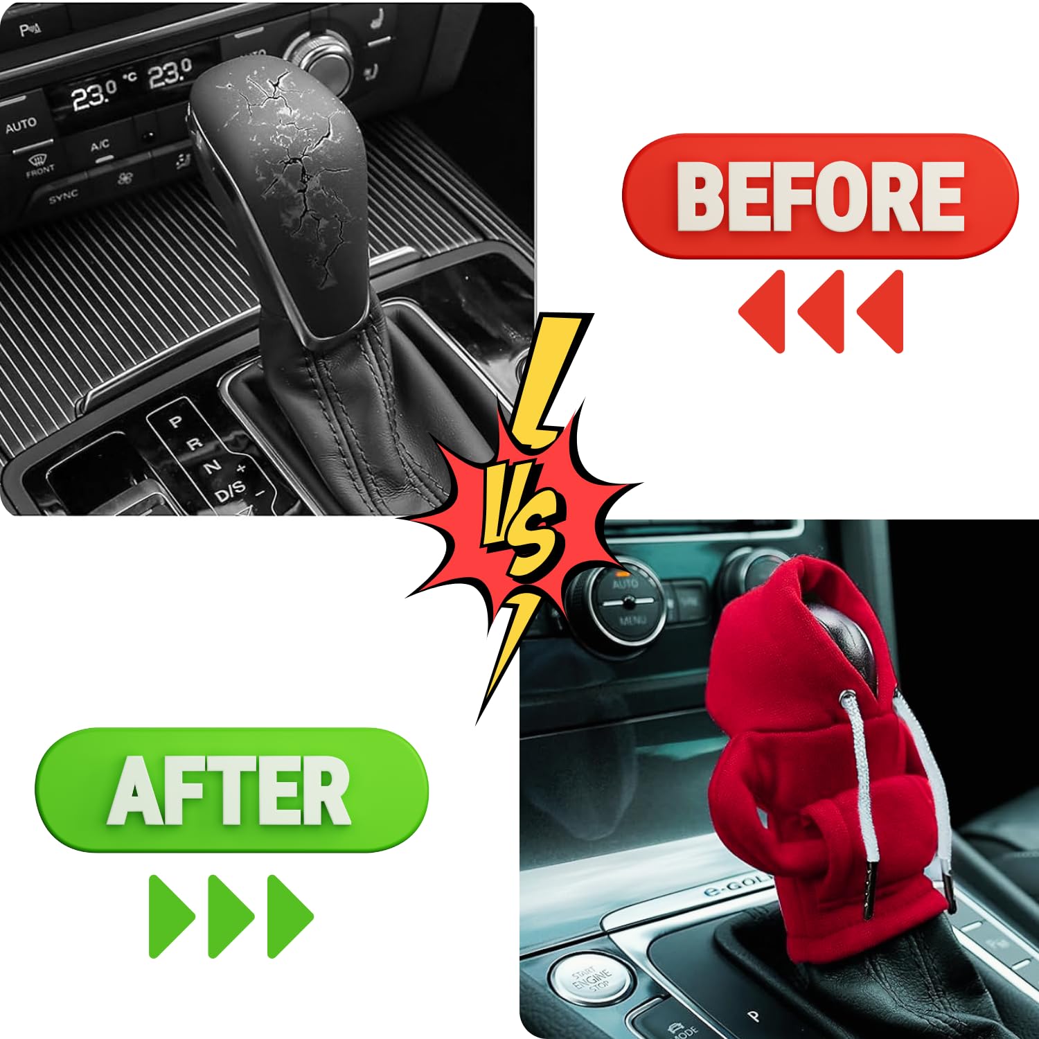 Gear Shift Hoodie - Car Shifter Stick Cover Protector & Novelty Decoration Gift for Family (Red) | Fun Car Accessory for Gear Stick Protection & Customization