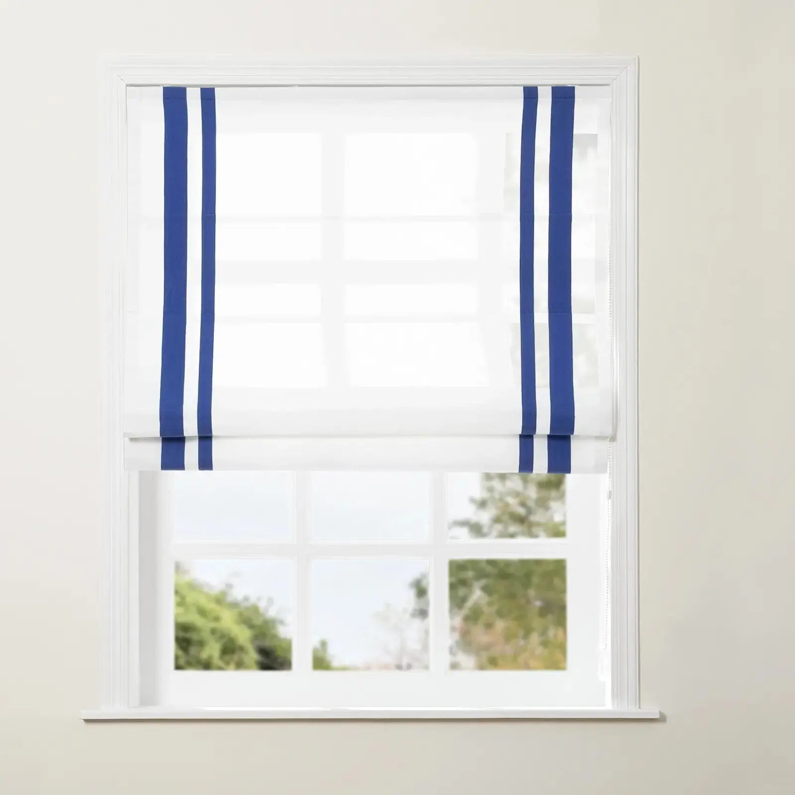 Tyrone Roman Shade with Border Cord Lift - Classic Window Treatment for Living Room & Bedroom - Blackout Fabric for Light Control & Privacy