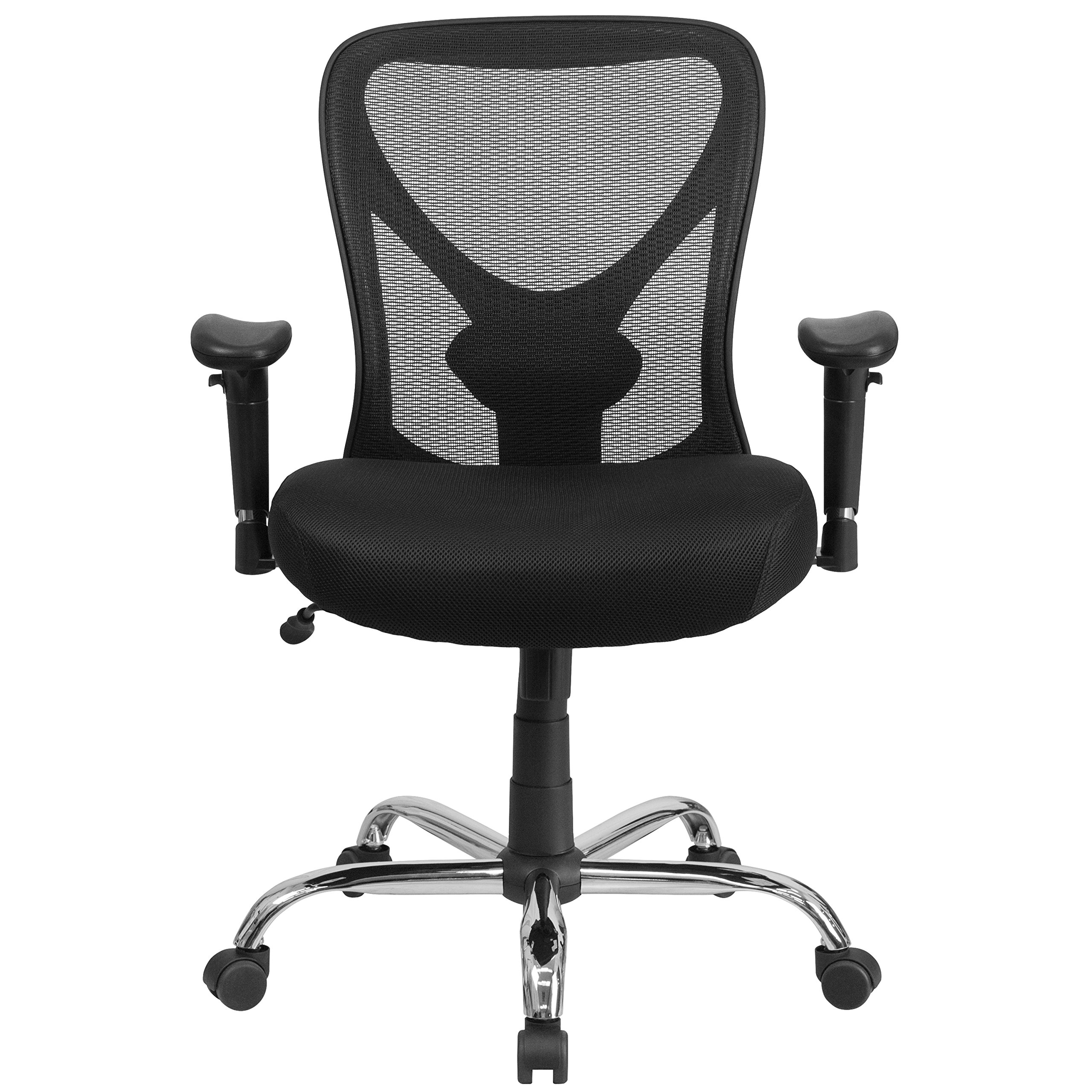 400 lb. Heavy Duty Big & Tall Black Mesh Office Chair with Adjustable Height & Ergonomic Back Support - Perfect for Long Hours Sitting in Home Office or Workspace