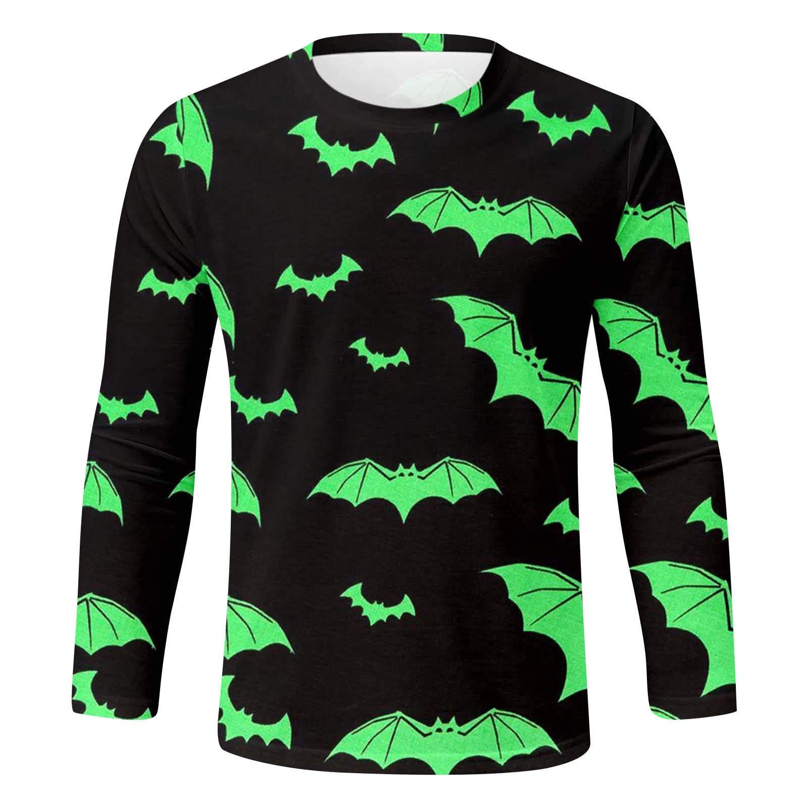 Men's Casual Crew Neck Long Sleeve T-Shirts - Slim Fit 3D Printed Graphic Tees for Halloween & Everyday Wear - Comfortable Pullover Top for Parties, Work & Street Style
