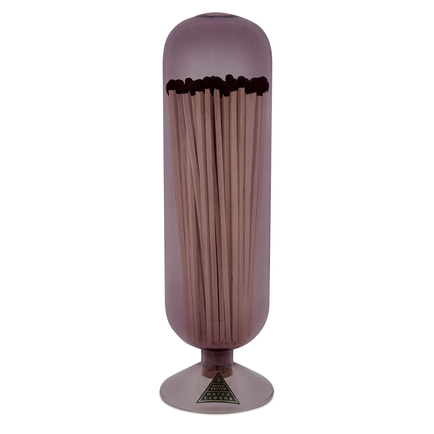 Skeem Fireplace Match Cloche - Mulberry Color Glass Candle Holder for Fireplace Matches, Home Decor & Romantic Ambiance