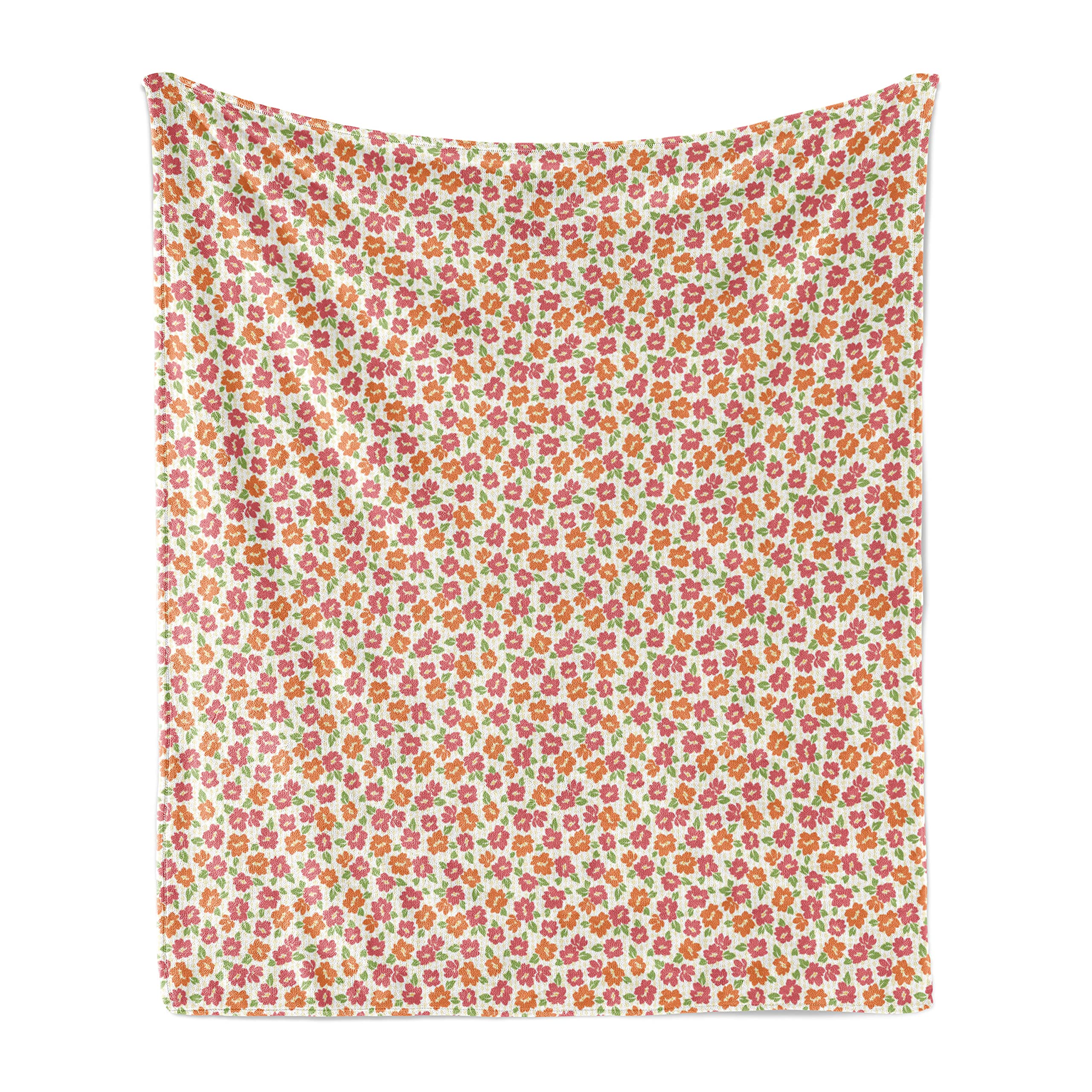 Ambesonne Floral Throw Blanket - Soft Fleece Couch Cover with Leaves & Flowers Design, 50