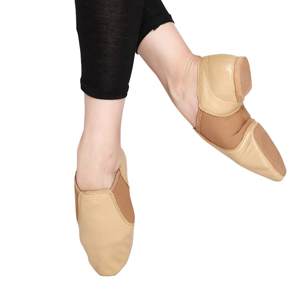 MSMAX Women's Leather Jazz Dance Shoes - Slip On Ballroom Dance Shoes for Practice, Teaching & Performance - Comfortable & Stylish for Latin, Swing & Salsa Dancing
