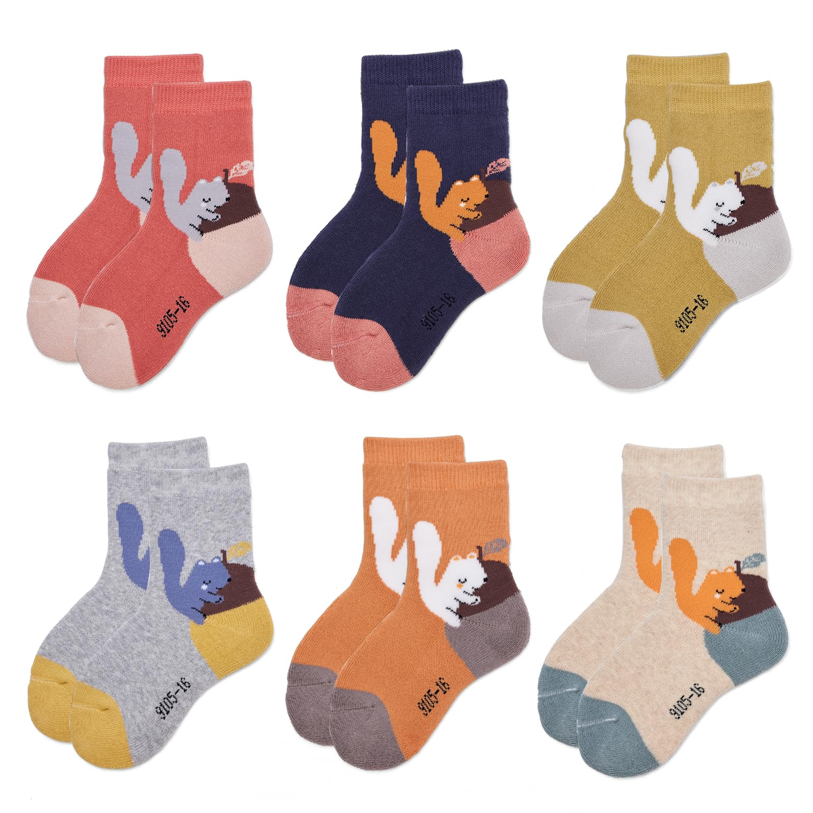 Girls Winter Socks 6 Pack - Warm Thermal Terry Crew Socks for Kids | Cozy Cold Weather Socks for School, Outdoor Play & Snow Days