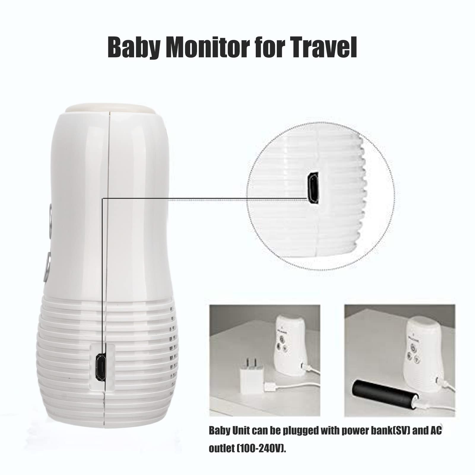 2.4GHz Smart Baby Monitor with Two-Way Talk, Night Light & Noise Detection - 20 Hours Standby Time for Newborn & Infant Care - Perfect for Nursery, Bedroom & Travel Use