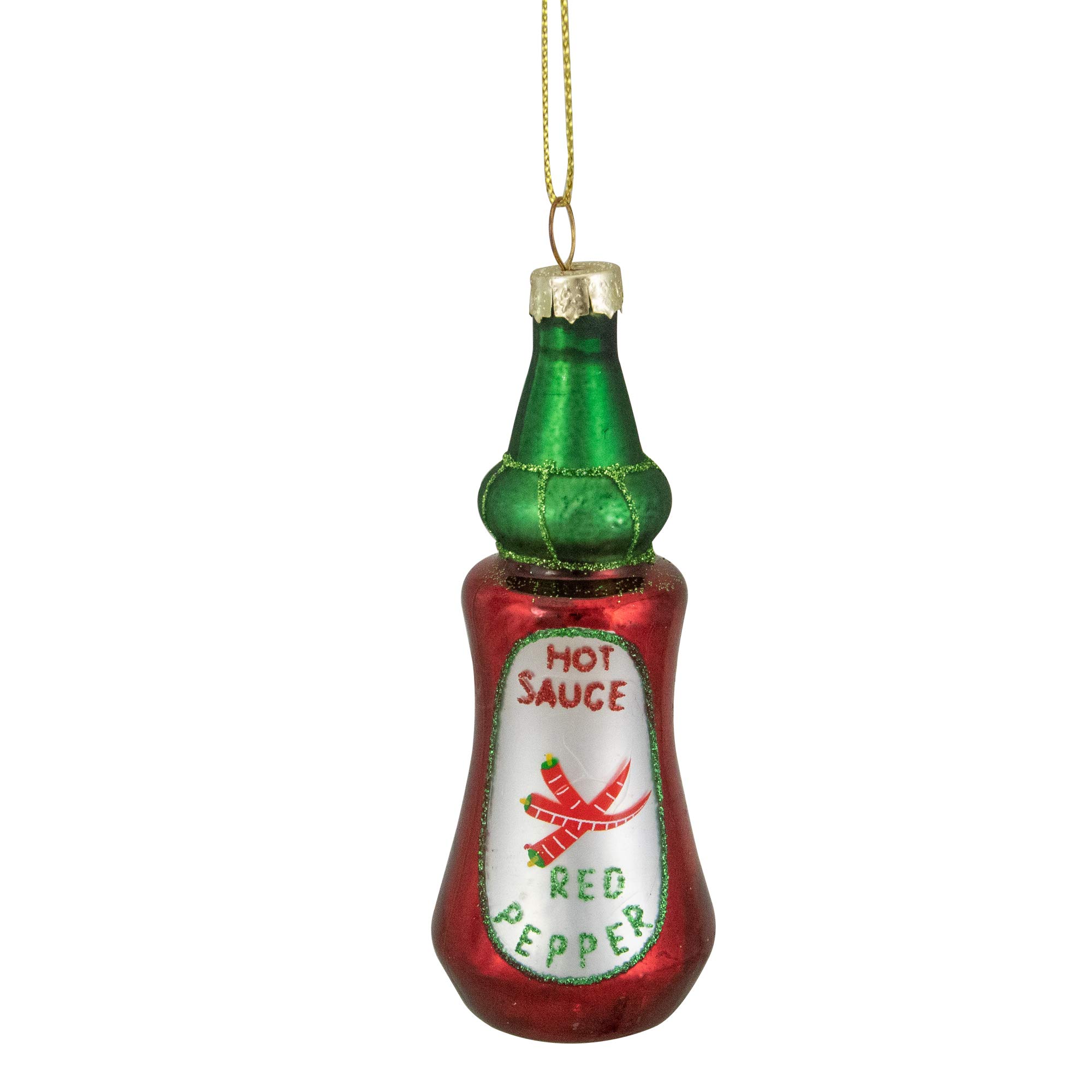Northlight 4-Inch Red & Green Hot Sauce Bottle Glass Christmas Ornament - Festive Holiday Tree Decoration for Home, Office & Gift Giving