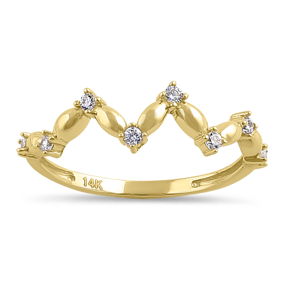 14K Solid Gold Zig Zag Ring with Clear Cubic Zirconia - Elegant Stackable Band for Women, Perfect for Everyday Wear, Gift Giving & Special Occasions