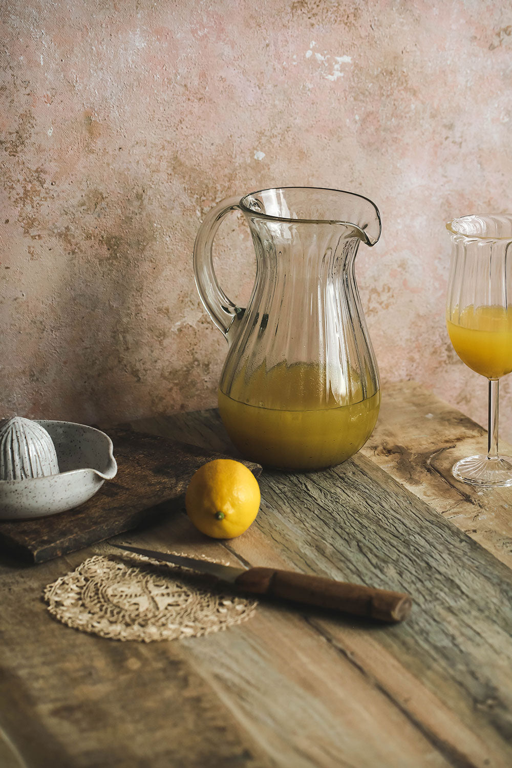 Handblown Fluted Glass Pitcher - Elegant Water & Juice Carafe for Home, Dining & Entertaining - Perfect for Iced Tea, Lemonade & Party Serving