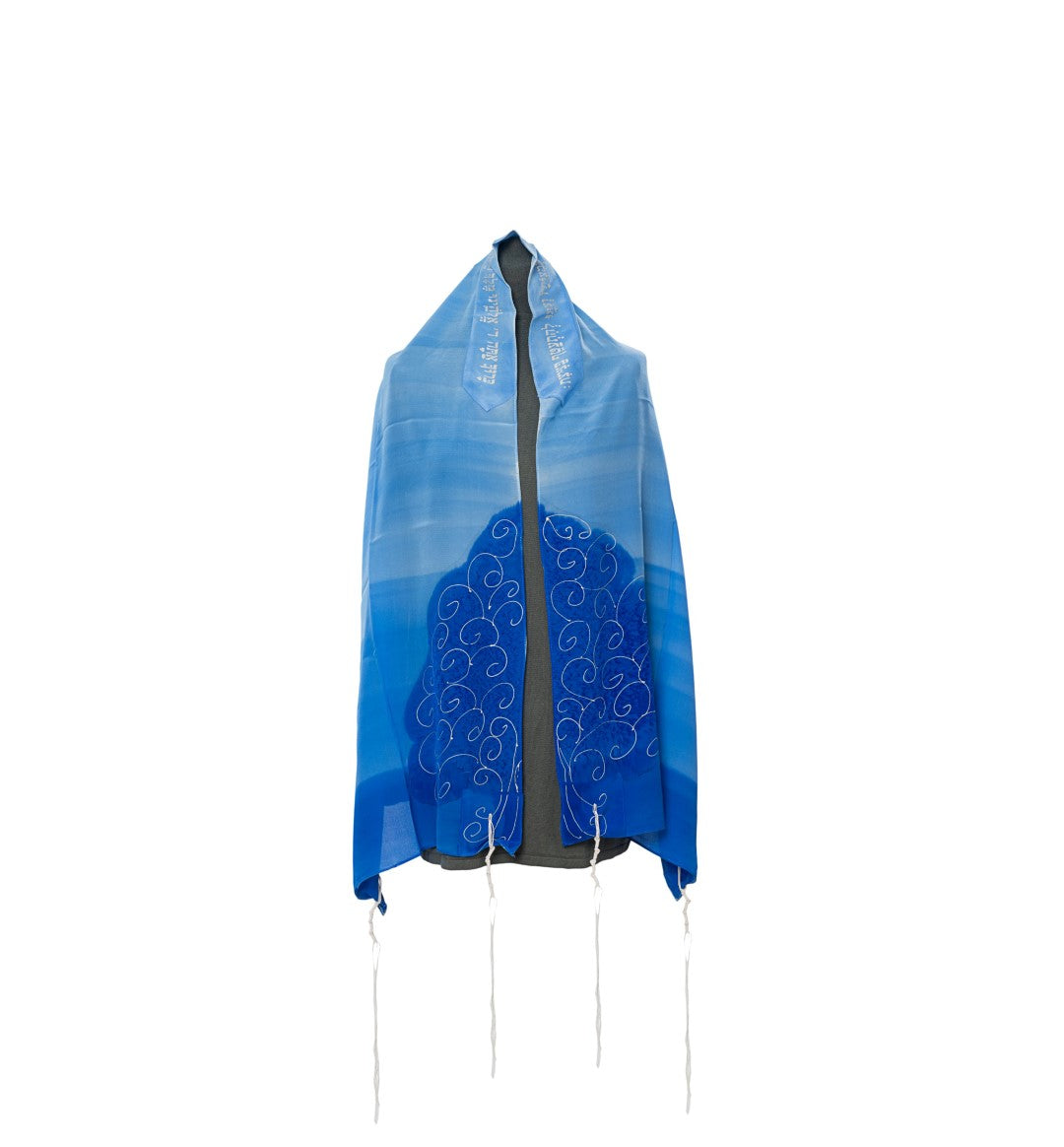 Tree of Life Blue Tallit Prayer Shawl for Women & Girls – Elegant Silk Bat Mitzvah Tallit with Feminine Design | Perfect for Synagogue, Jewish Ceremonies & Spiritual Worship