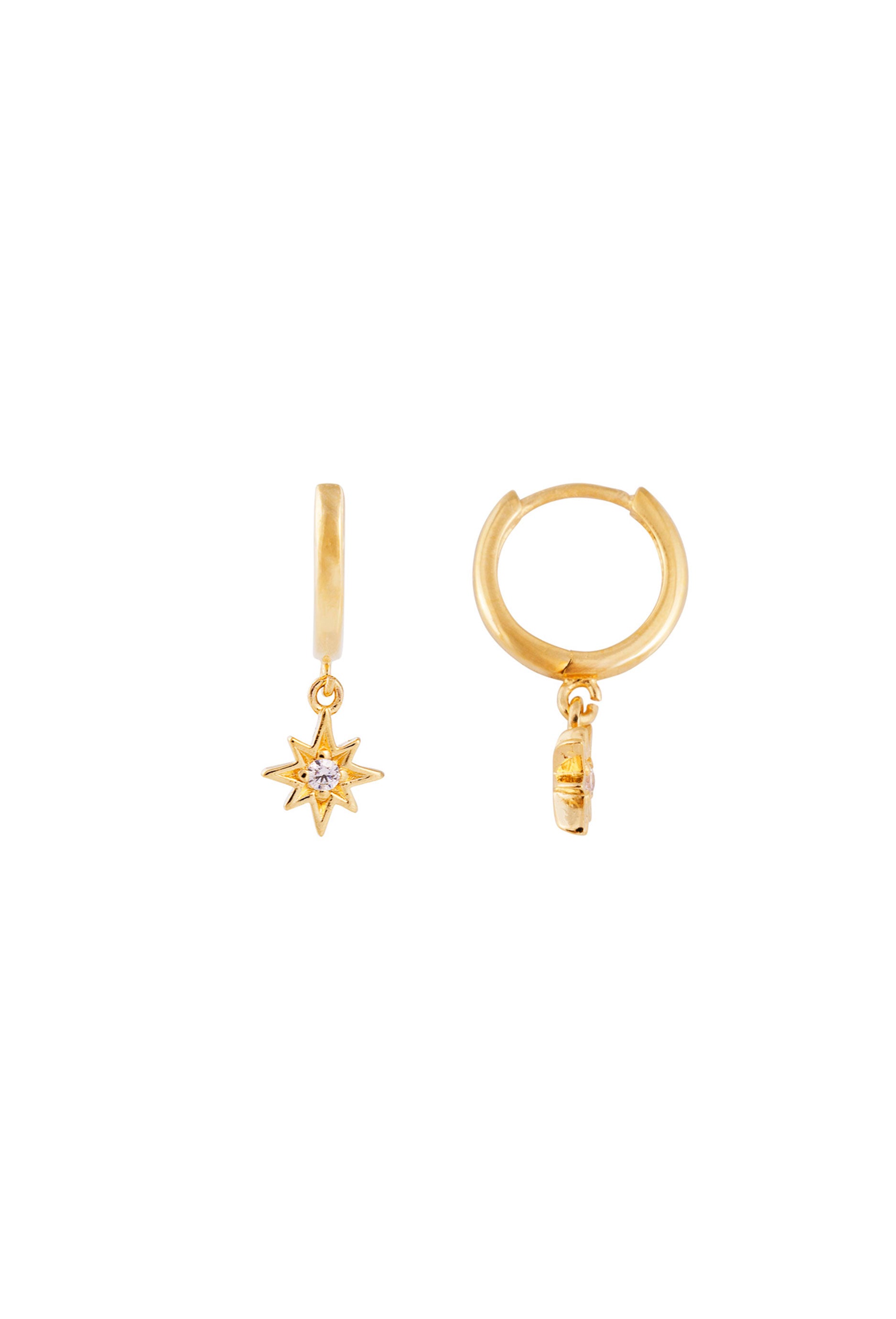 Fairley Star Hoops Earrings - 14K Gold Plated Dainty Star Studs for Women - Perfect for Everyday Wear, Parties & Gifts