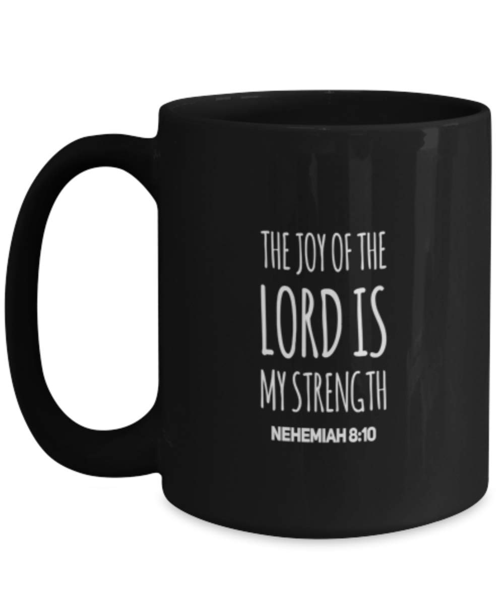 Religious Coffee Mugs for Women - 'The Joy of The Lord is My Strength' Inspirational Bible Verse Ceramic Cup - Perfect Christian Gift for Mom, Sister, Friend - Great for Morning Coffee, Bible Study & Church Gatherings
