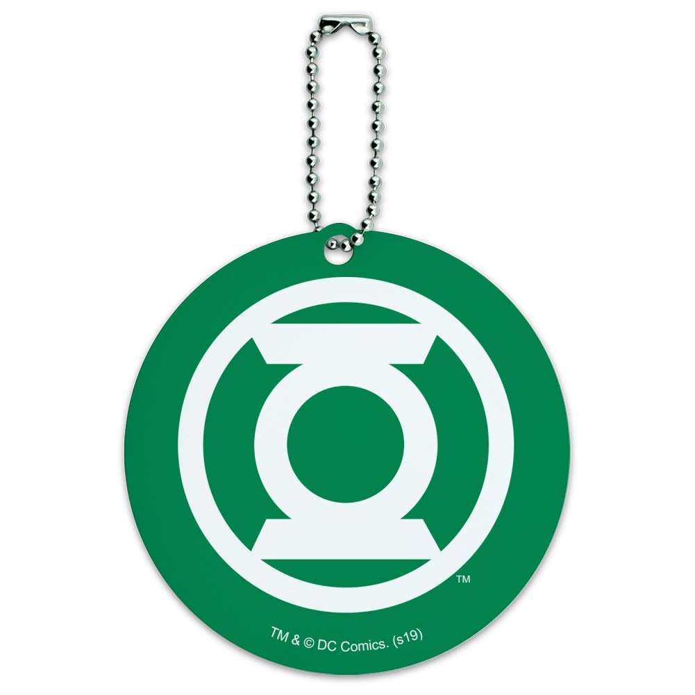 Green Lantern White Logo Round Luggage ID Tag - Durable Suitcase & Carry-On Baggage Identifier for Travel Accessories - Perfect for Airports, Business Trips & Vacation Luggage Identification