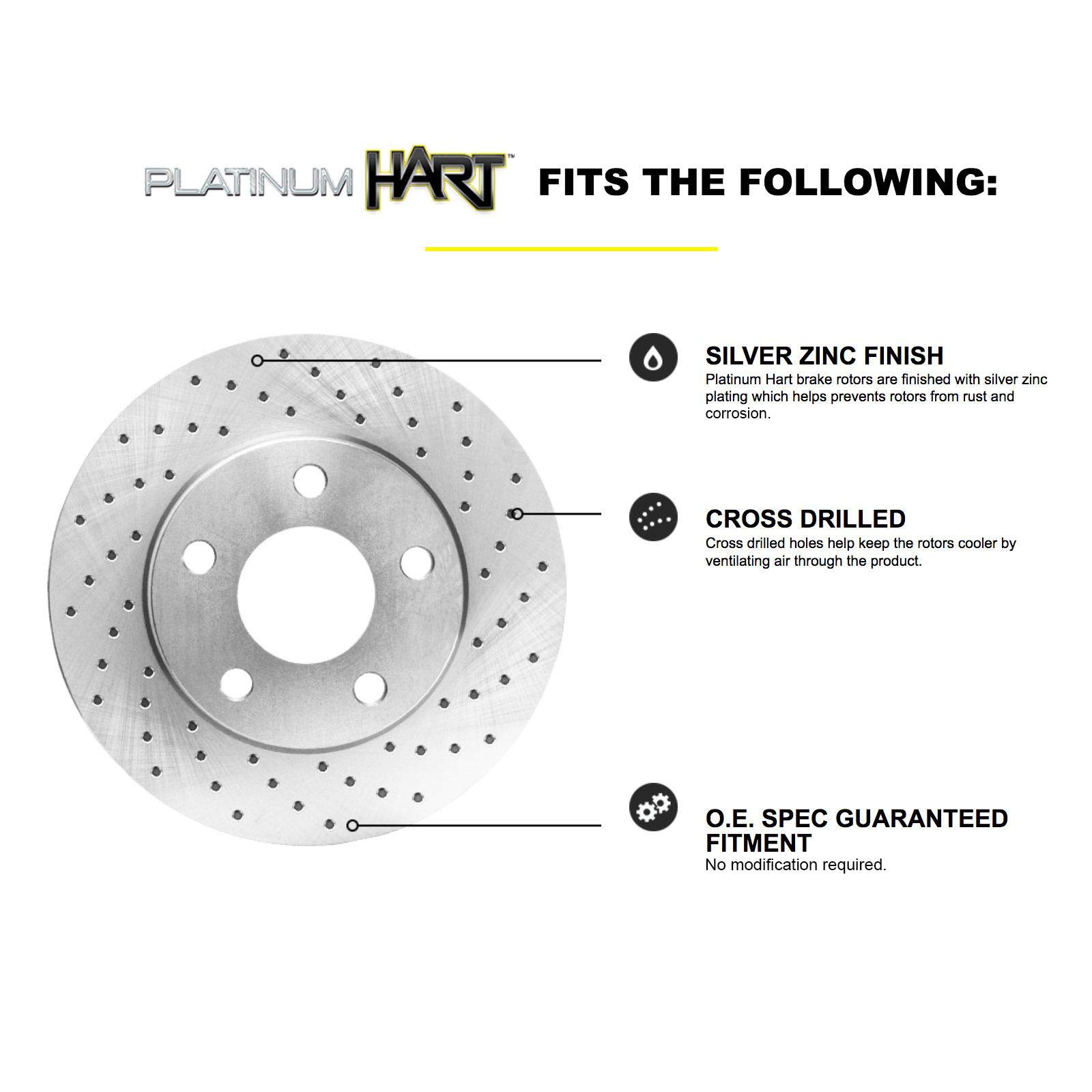 High-Performance Hart Front & Rear Brake Pads and Rotors Kit - Ceramic Brake Pads with Silver Zinc Plated Rotors (PHXC.40100.02) | Smooth Stopping Power for Cars, Trucks & SUVs | Ideal for Daily Commuting & Highway Driving