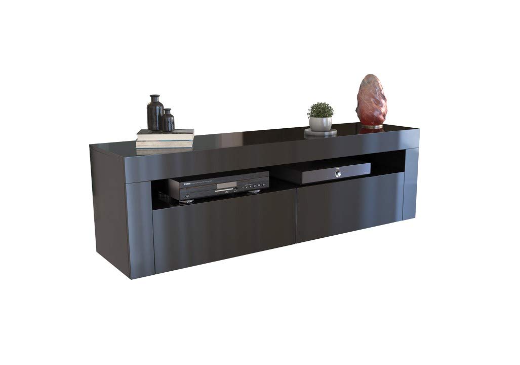 ANDOR 160 Inch TV Stand for Flat Screen TVs - Modern Black Entertainment Center with Storage Shelves - Perfect for Living Room, Bedroom & Home Theater Setup
