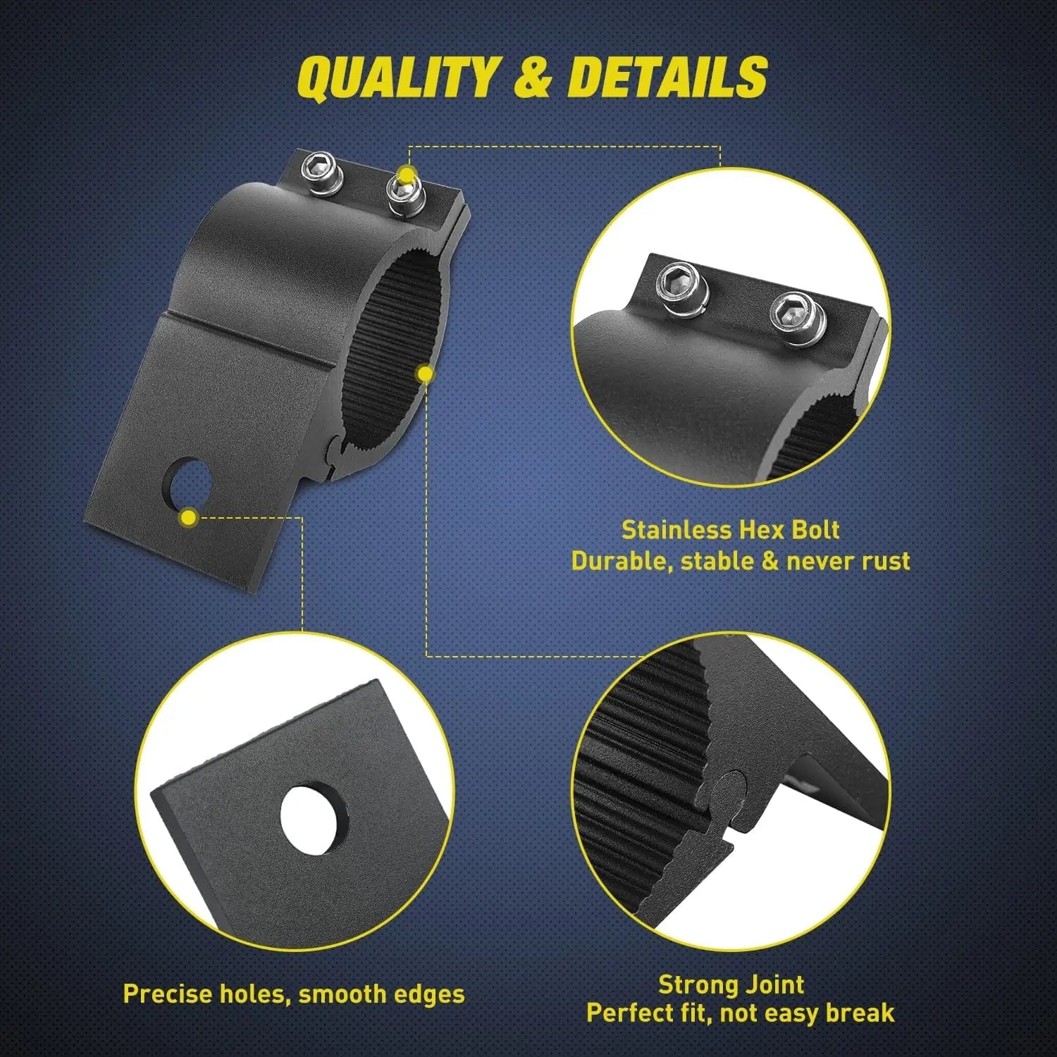 Heavy Duty Tube Clamp Mount Bracket Kit for 1.81in & 2.13in Round Bull Bars - Universal Fit (Pair) - Perfect for Off-Road Vehicles, ATVs, and Truck Accessories Installation