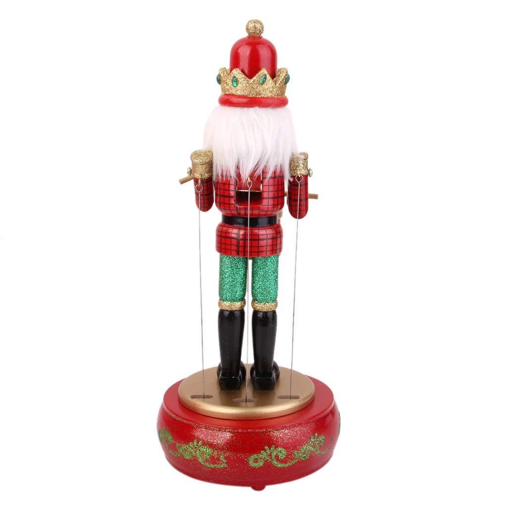 Handcrafted Wooden Drummer Nutcracker Music Box - Christmas Holiday Decoration & Gift for Home, Office, Party Decor