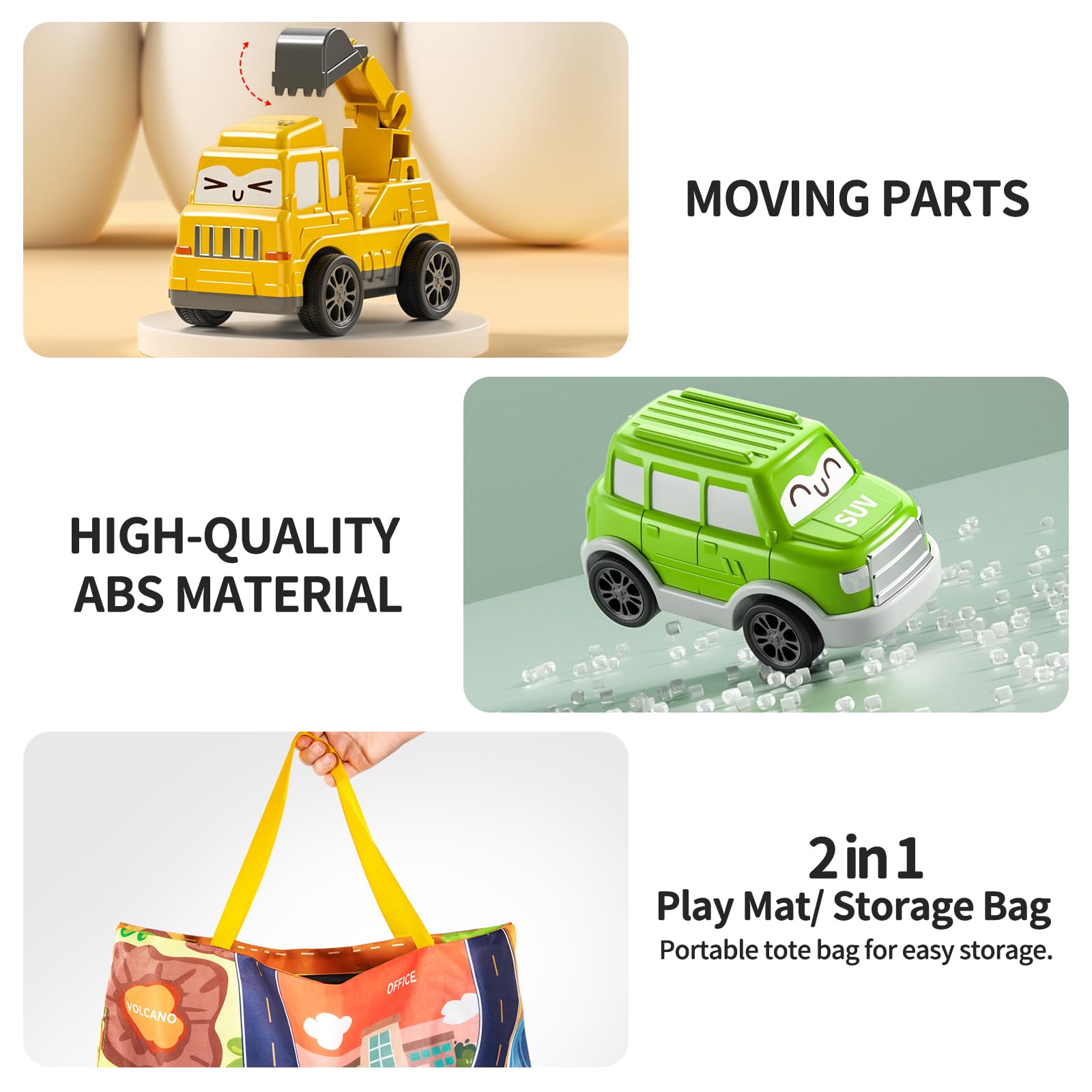 **12-Piece Pull Back Toy Cars for Toddlers 1-3 Years Old - Includes Play Mat & Storage Bag - Best Baby Toys for 12-18 Months - Perfect Birthday Gift for Boys & Girls - Fun Indoor & Outdoor Playtime**