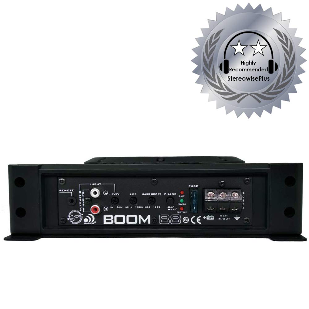Massive Audio BOOM88 8 Inch 400W Powered Car Subwoofer - Slim Under Seat Woofer with Built-in Amplifier & Gain Remote - Compact Low Profile Design for Amazing Bass Sound - Perfect for Trucks, SUVs and Sedans