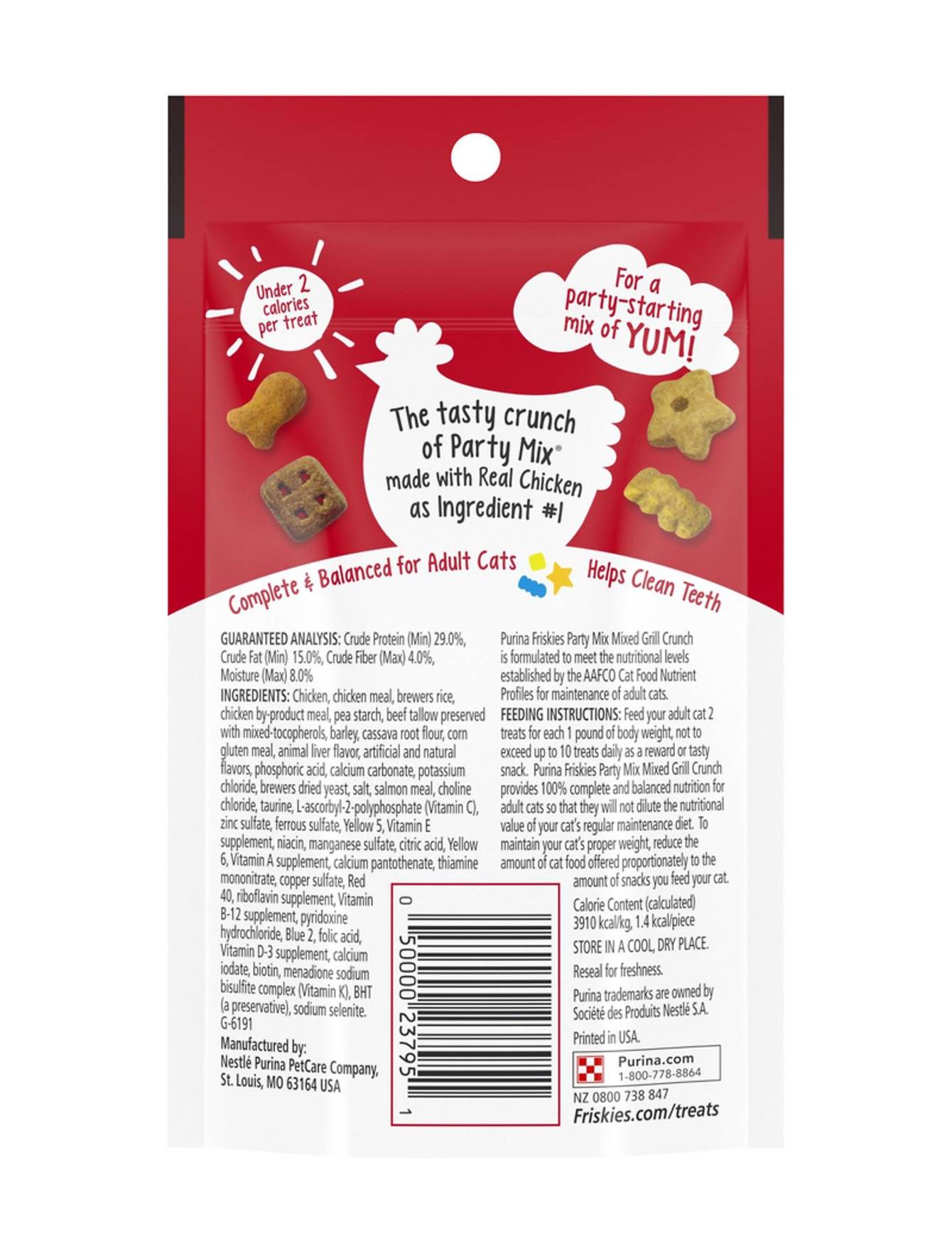 Friskies Party Mix Mixed Grill Cat Treats 60g - Crunchy & Flavorful Snacks for Adult Cats - Perfect for Training, Rewards & Playtime