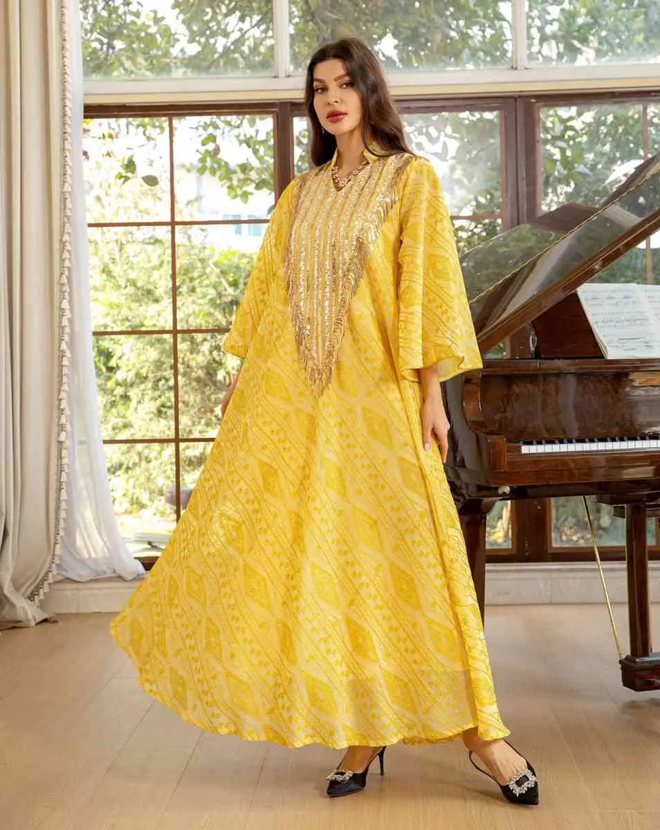Elegant Eid Dress for Women - Doris Embroidery & Sequins Kaftan Caftan | Perfect for Eid Celebrations, Weddings & Special Occasions