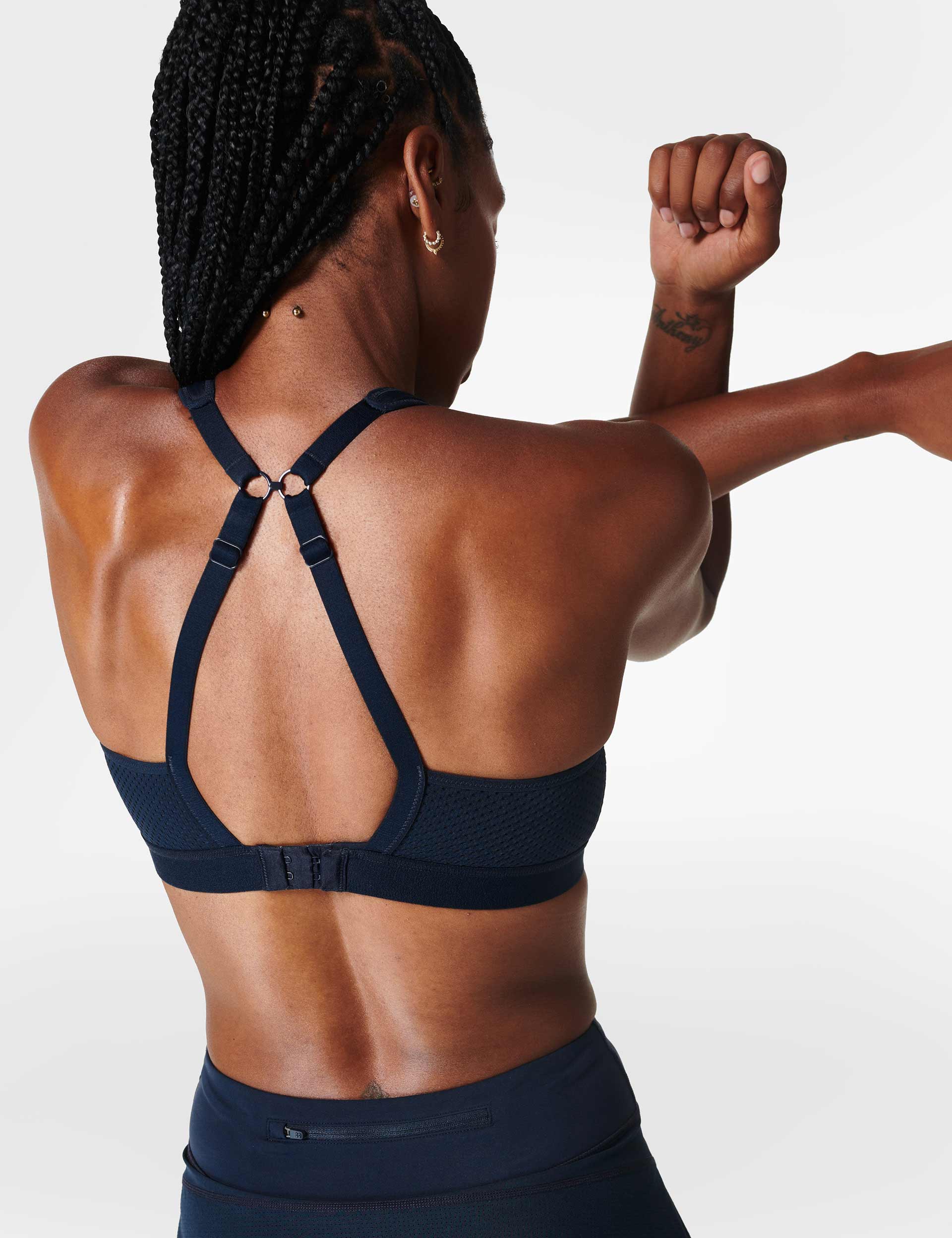 Best Women's Ultra Running Sports Bra - Breathable & Supportive Navy Blue Activewear for High-Intensity Workouts, Marathon Training & Outdoor Fitness