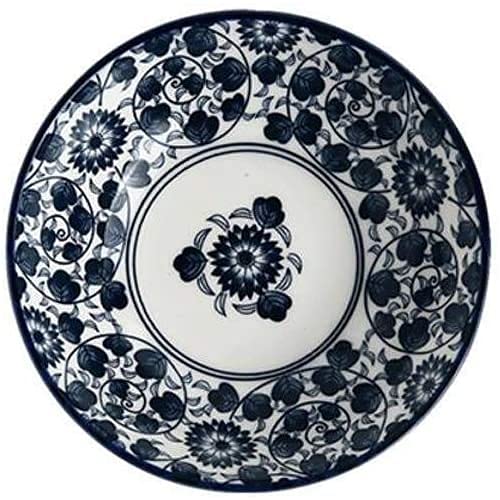 Elegant Ceramic Bowls Set - 13x4.3cm Orchid & Chrysanthemum Design Soup Noodle Fruit Salad Serving Bowls - Durable Tableware for Dining, Decor & Gift Giving