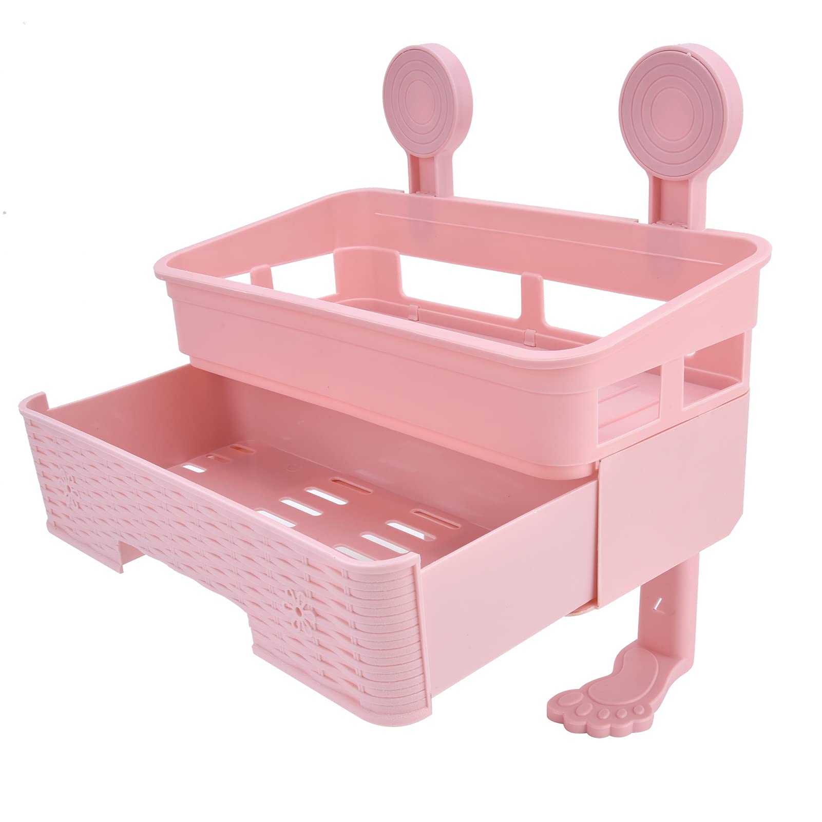 Double-Layer Bathroom Shelf - No Drill Storage Rack for Toilet Paper, Makeup & Essentials | Space-Saving Organizer for Kitchen, Bathroom & Bedroom (Pink) | Perfect for Small Spaces & Clutter-Free Home Organization