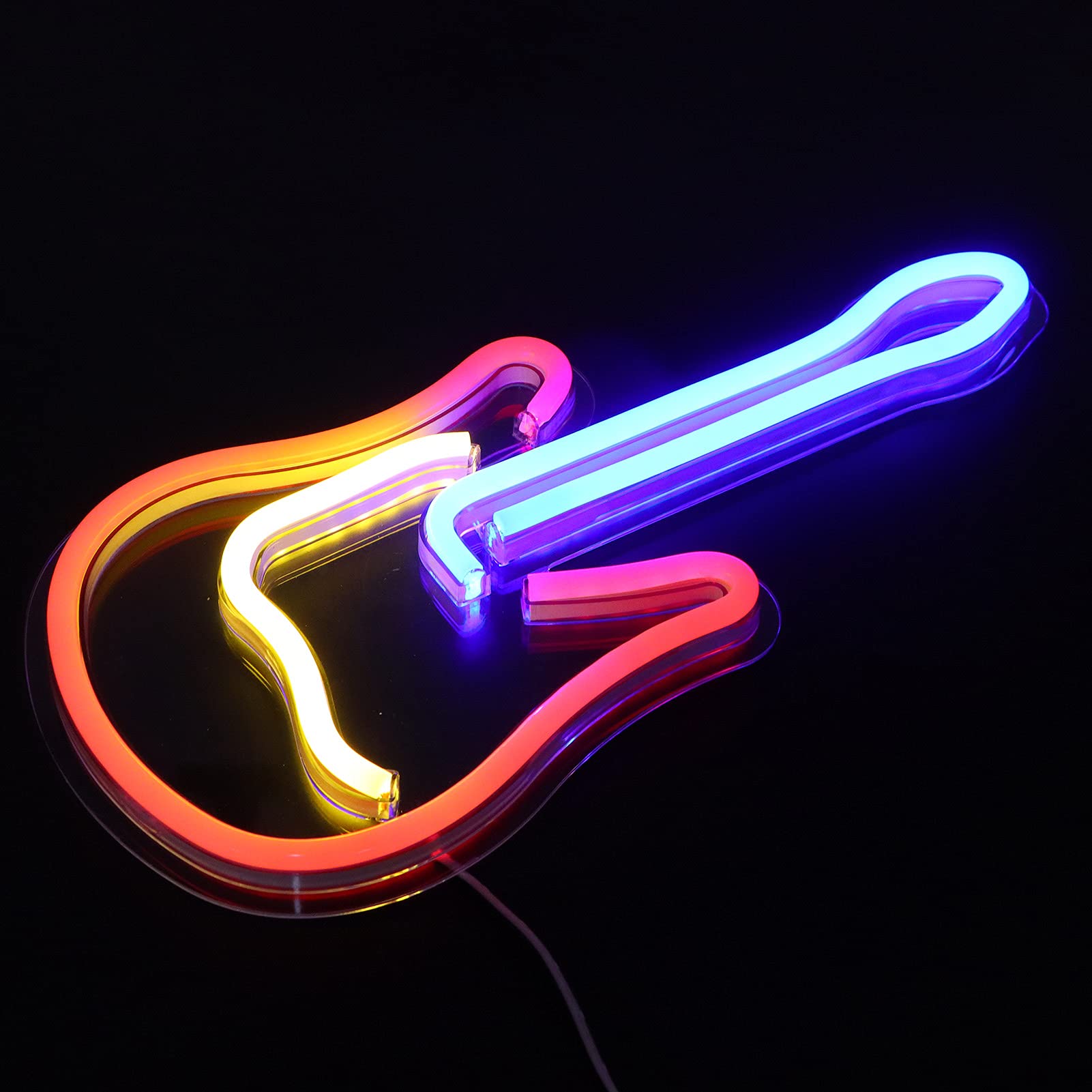 USB Powered LED Neon Light Guitar-Shaped Wall Sign - Vibrant Night Lamp for Christmas, Wedding, Kids Room & Living Room Decor | Perfect for Parties, Bedroom & Home Lighting