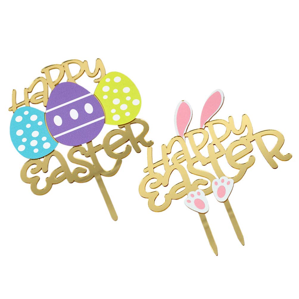 2pcs Easter Cake Toppers - Bunny & Egg Cake Decorations for Easter Desserts, Party Cakes, Cupcakes - Perfect for Easter Celebrations, Spring Parties & Holiday Baking