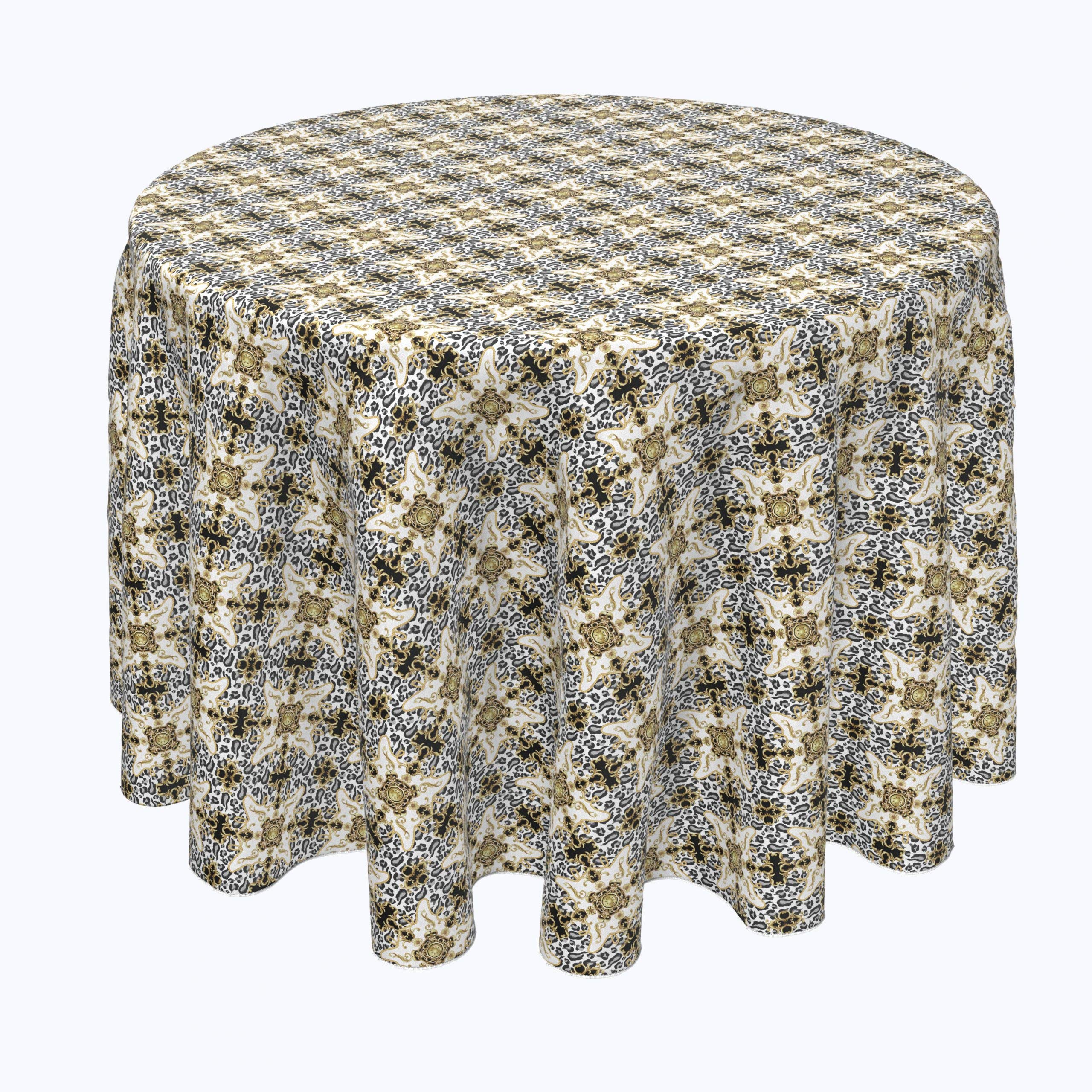 Golden Leopard Round Tablecloth 102