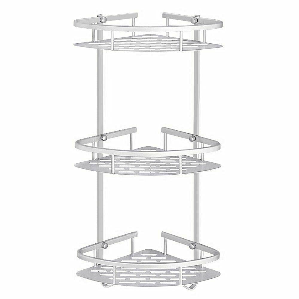 3-Tier Corner Shower Caddy - Triangular Bathroom Organizer Shelf with Rust-Proof Design - Perfect for Small Bathroom Storage & Shower Organization - Holds Shampoo, Soap, Razors & Bath Essentials