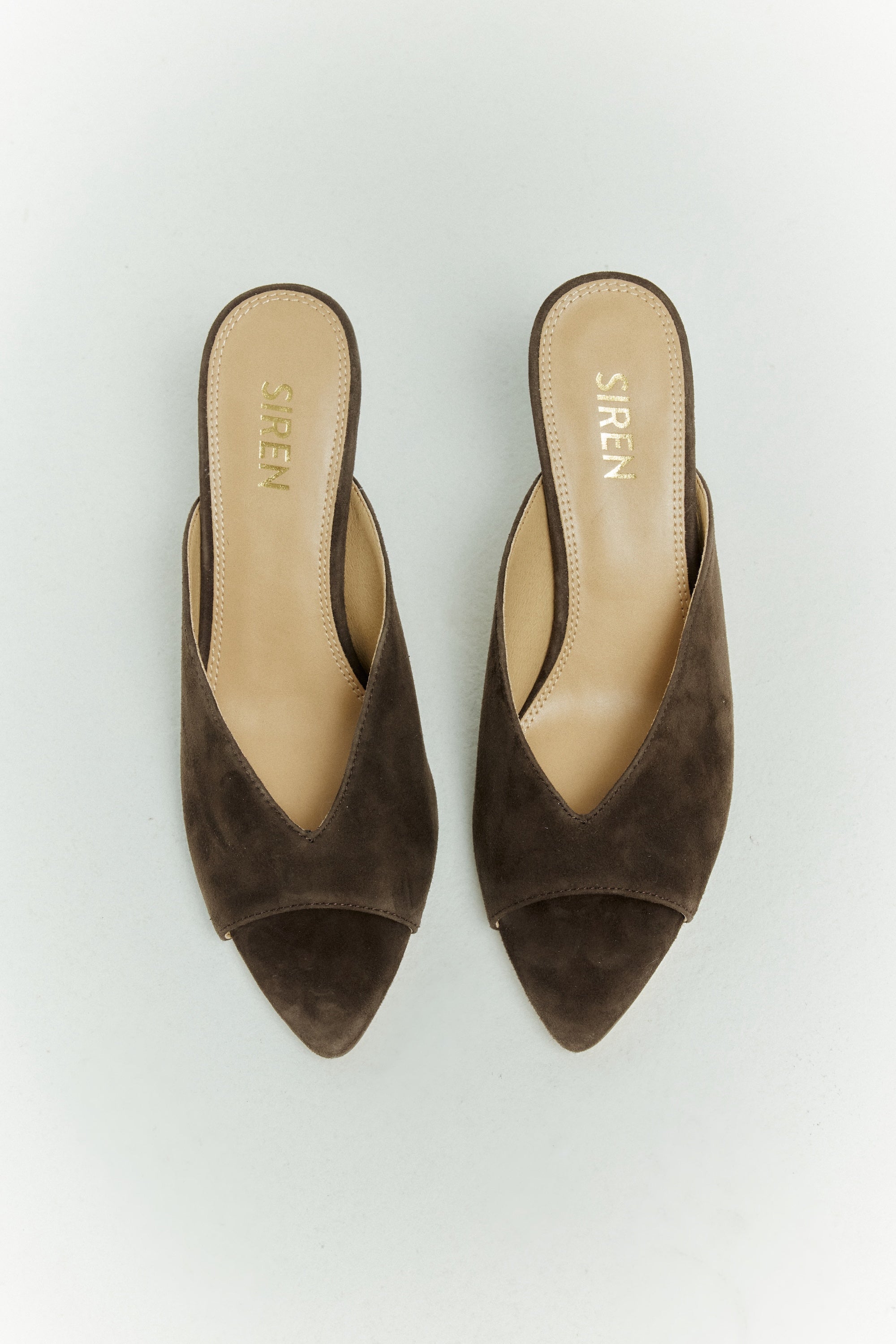 Chocolate Brown Suede Mabel Pointed Toe Mules - Comfortable Slip-On Shoes for Women | Perfect for Office, Casual Outings & Date Nights