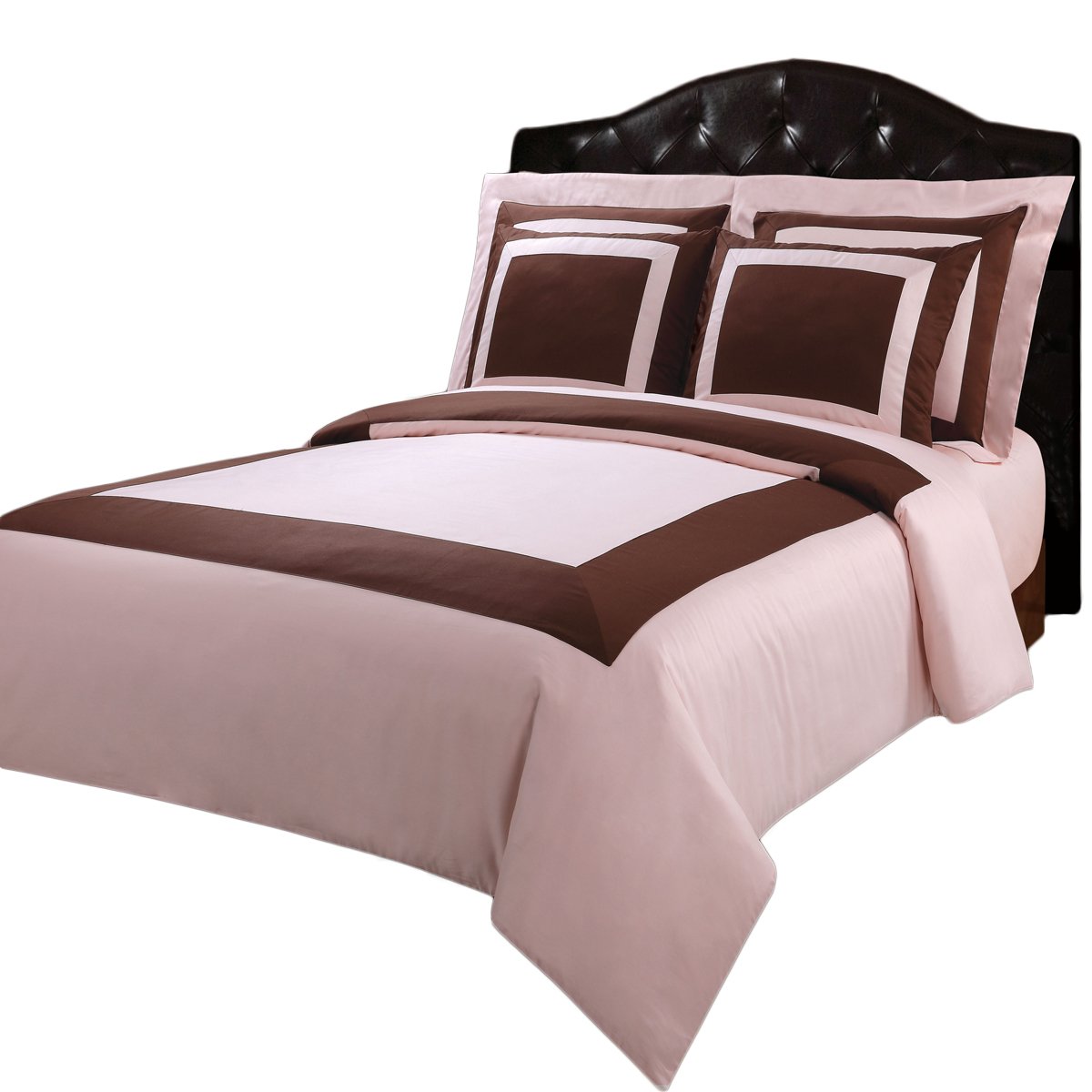 10-Piece King Size Blush & Chocolate Hotel Luxury Down Alternative Comforter Set - Includes Duvet Cover, Sheet Set & All-Season Bedding for Cozy Home & Hotel Comfort
