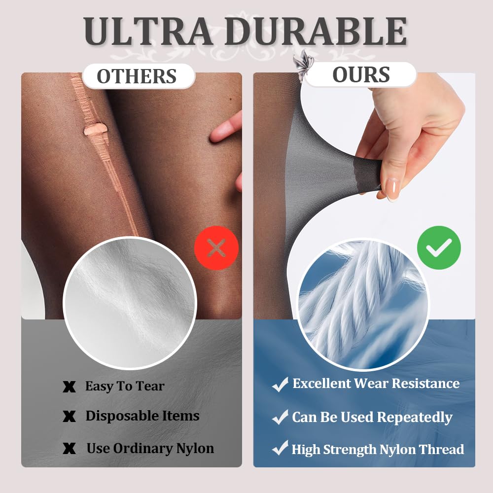 Ultra Strong Thigh High Stockings for Women - 40D Semi-Sheer Stay-Up Silicone Band Nylon Pantyhose | Perfect for Office, Party & Everyday Wear