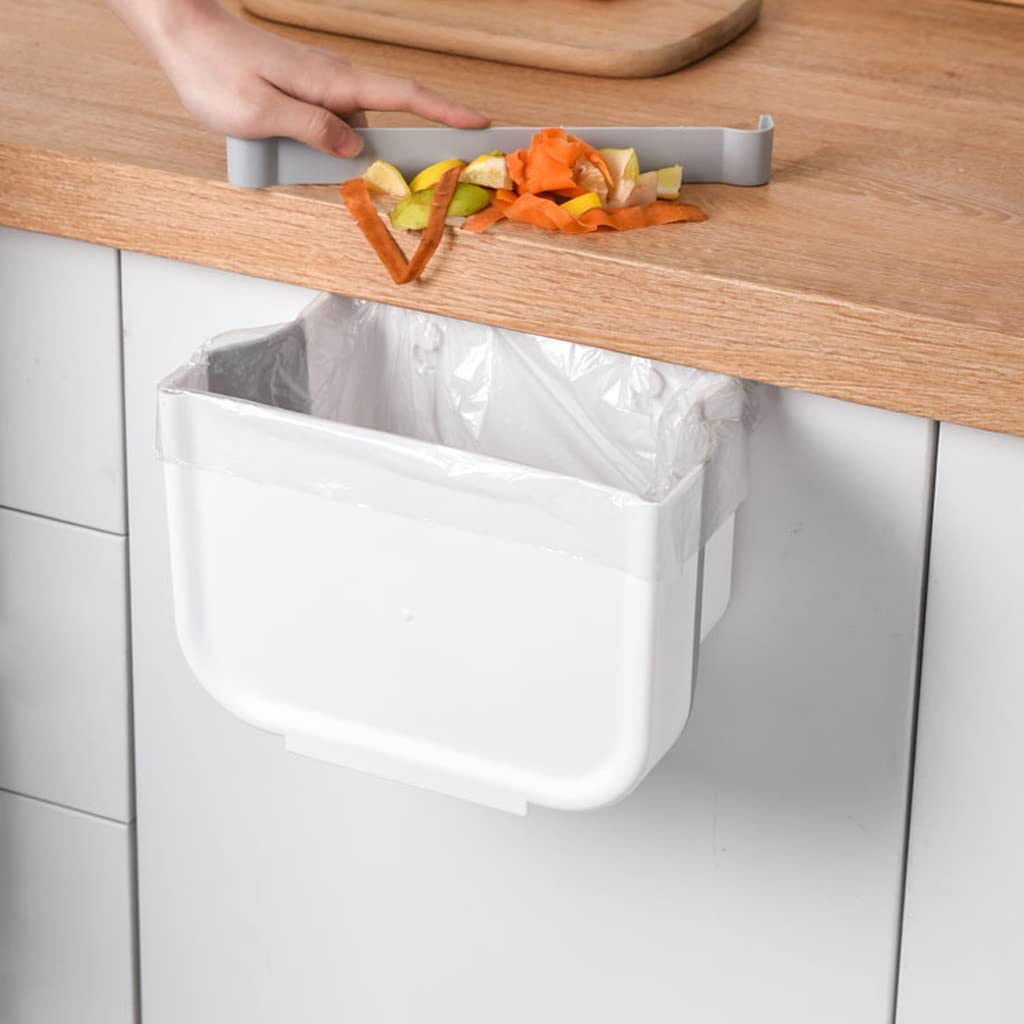 Foldable Wall-Mounted Kitchen Trash Can - Under Sink Hanging Garbage Bin for Cabinet Door, Countertop & Bathroom - Space Saving Household Waste Bin for Kitchen, Living Room & Toilet Organization