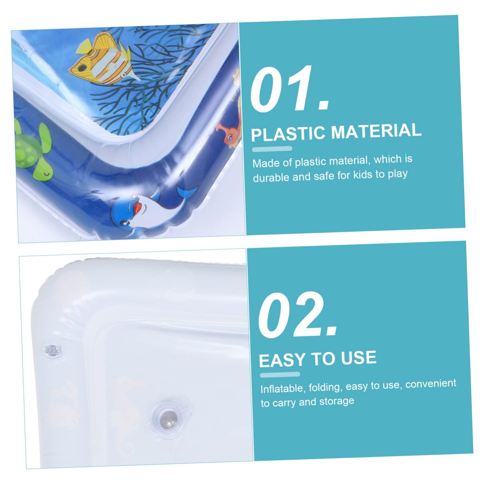**Toyvian 3-Piece Water Cushion Play Mat for Babies - Non-Toxic Blue Plastic Sensory Play Mat for Toddlers - Perfect for Indoor & Outdoor Water Play, Tummy Time, and Sensory Development**