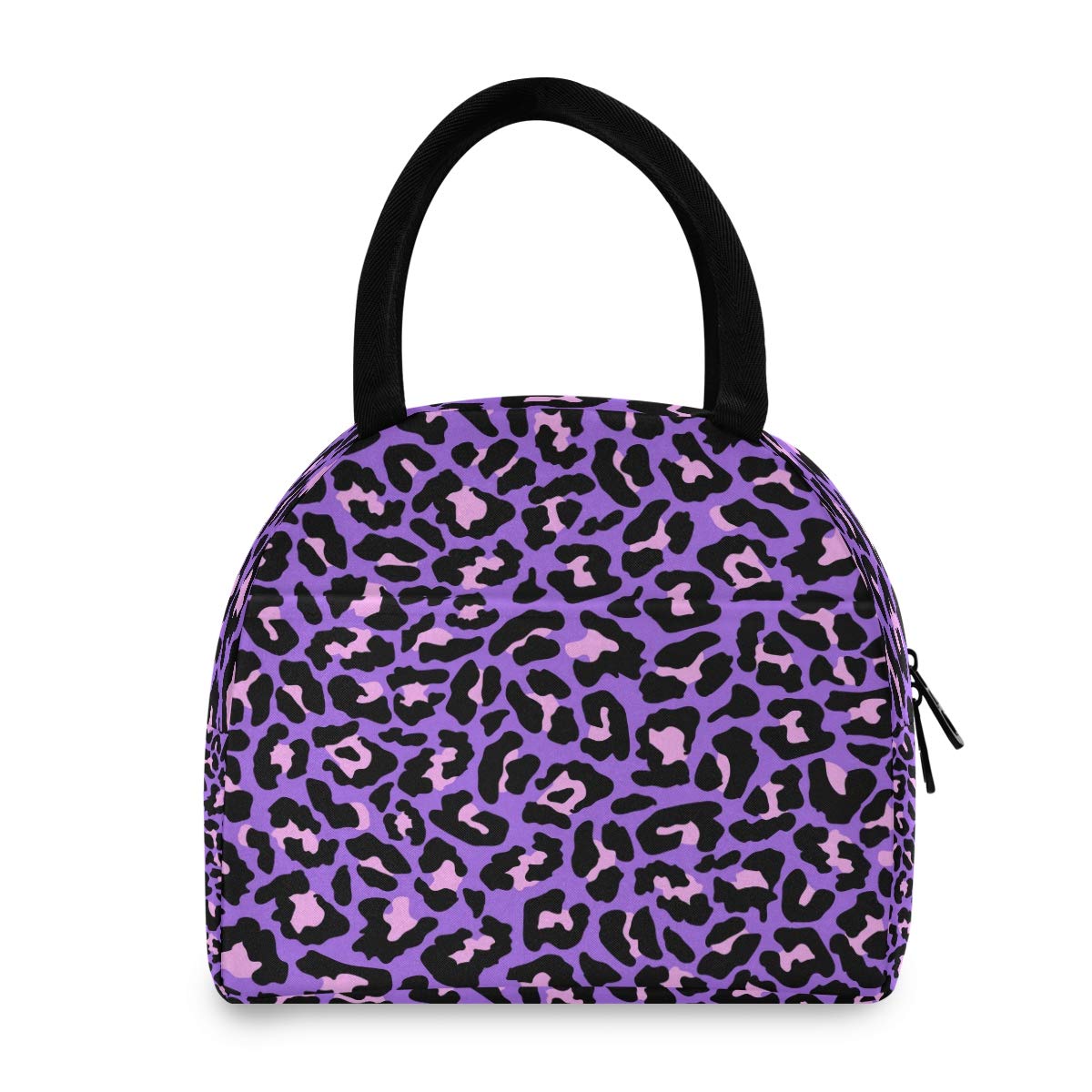 Stylish Purple Leopard Insulated Lunch Bag for Women & Men - Reusable Eco-Friendly Cooler with Carry Handle - Perfect for Work, School, Picnics & Outdoor Activities