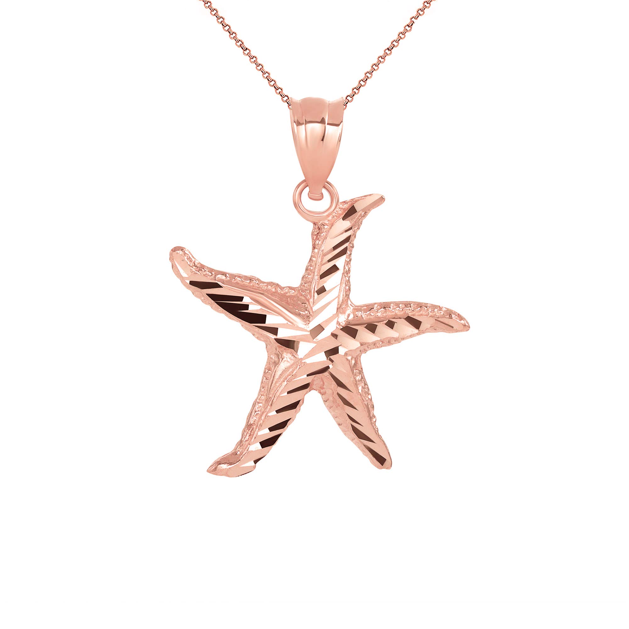 10K Gold Sparkling Starfish Pendant Necklace for Women - Elegant Beach Jewelry Gift for Summer Vacation, Wedding, and Party Accessories