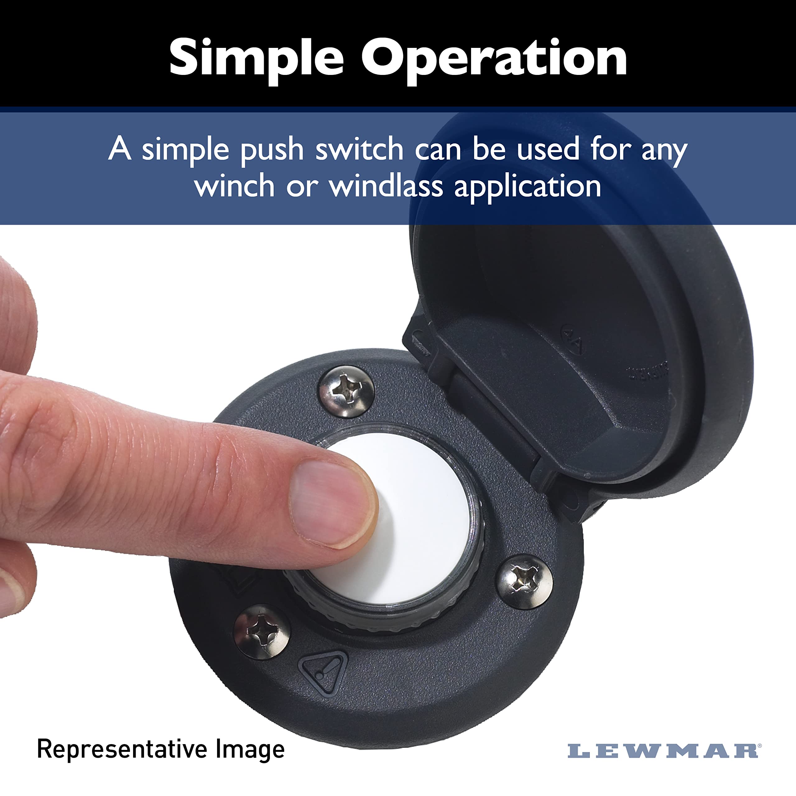 Lewmar CHSX Deck Switch with Closed Lid for Boat Anchor Windlasses - 12/24V DC Waterproof IP67 Marine Grade (Ideal for Sailboats, Yachts & Offshore Boating)