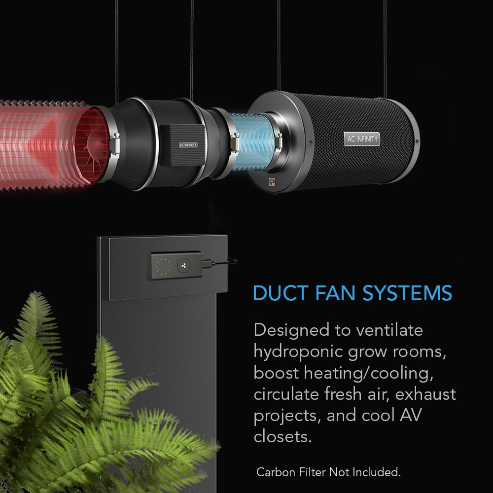 AC Infinity CLOUDLINE S8 PRO - 8 Inch Quiet Inline Duct Fan with 10-Speed Controller | EC-Motor Ventilation Exhaust Fan for Heating, Cooling, Grow Tents & Hydroponics | Perfect for Home Ventilation, Indoor Gardening & HVAC Systems
