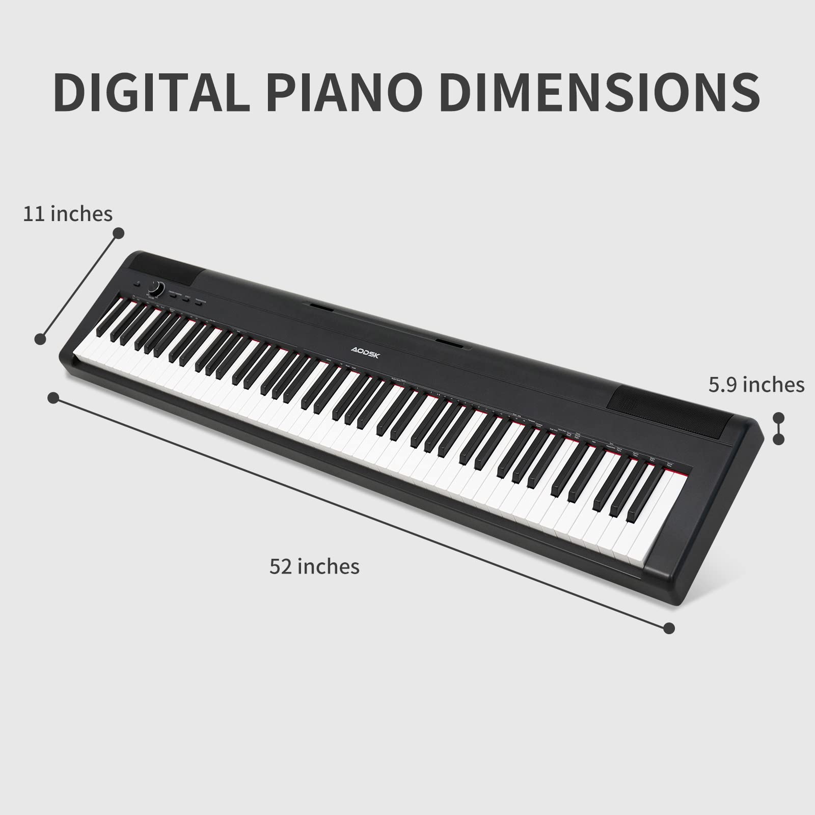 AODSK 88 Key Weighted Digital Piano with Portable U Stand, 3-Pedal Unit & 2x15W Speakers - Full Size Keyboard for Beginners & Professionals - Perfect for Home Practice, Studio Recording & Piano Lessons (Black)