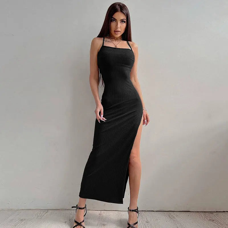 Sexy Backless Bodycon Bandage Midi Dress for Women - Summer Wrap Slim Spaghetti Strap Dress for Beach, Party & Night Out