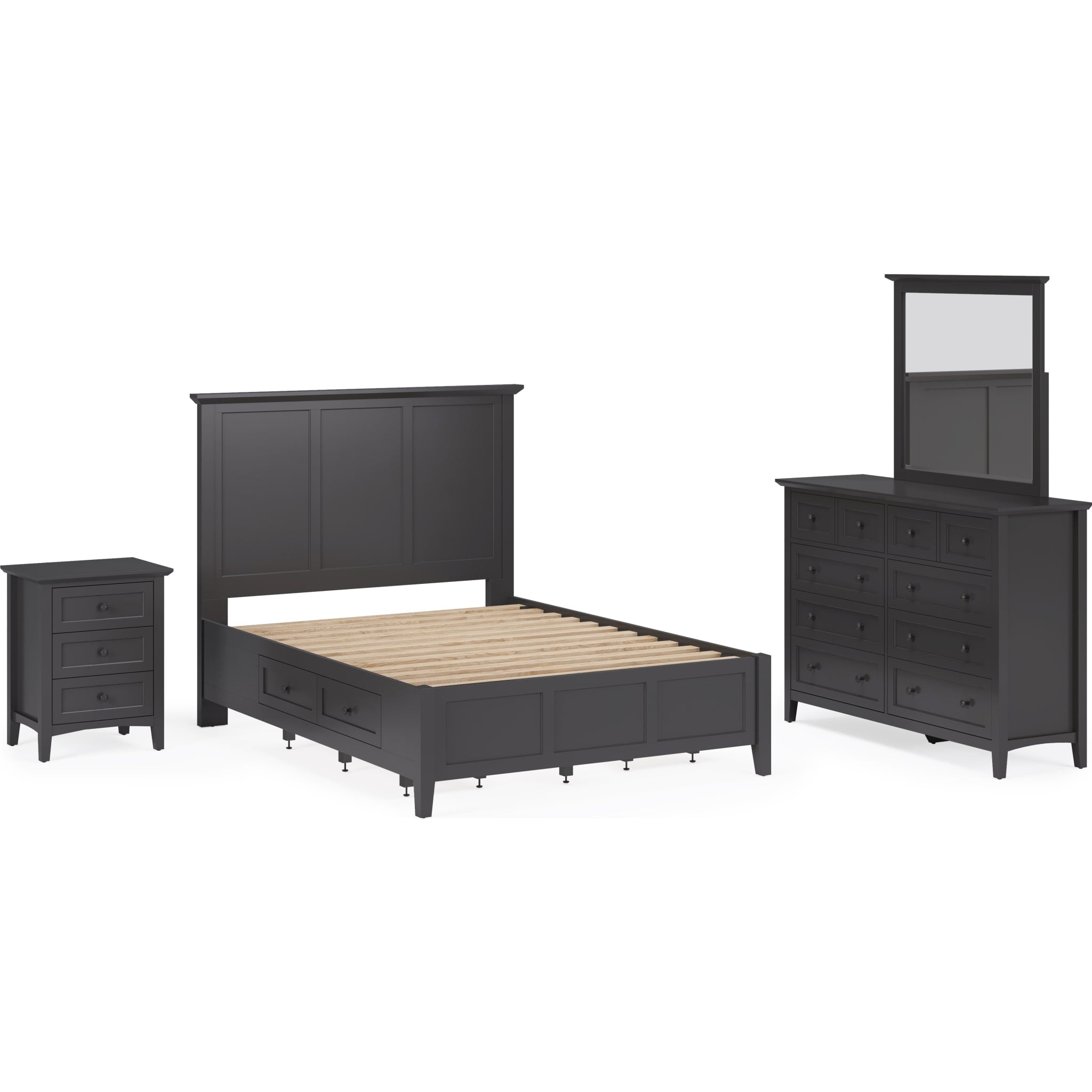 Grace 3-Drawer Nightstand in Raven Black - Modern Bedside Table for Bedroom, Living Room & Guest Room Storage
