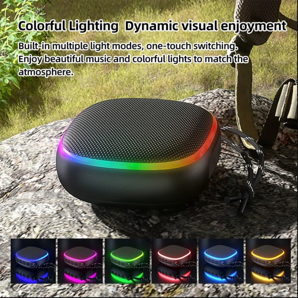 Louttary Portable Mini Bluetooth Speakers - Wireless Stereo Pair, Magnetic Dustproof Design with RGB Lights for Outdoor/Indoor Use - Perfect for Travel, Parties, and Home Entertainment (Black)